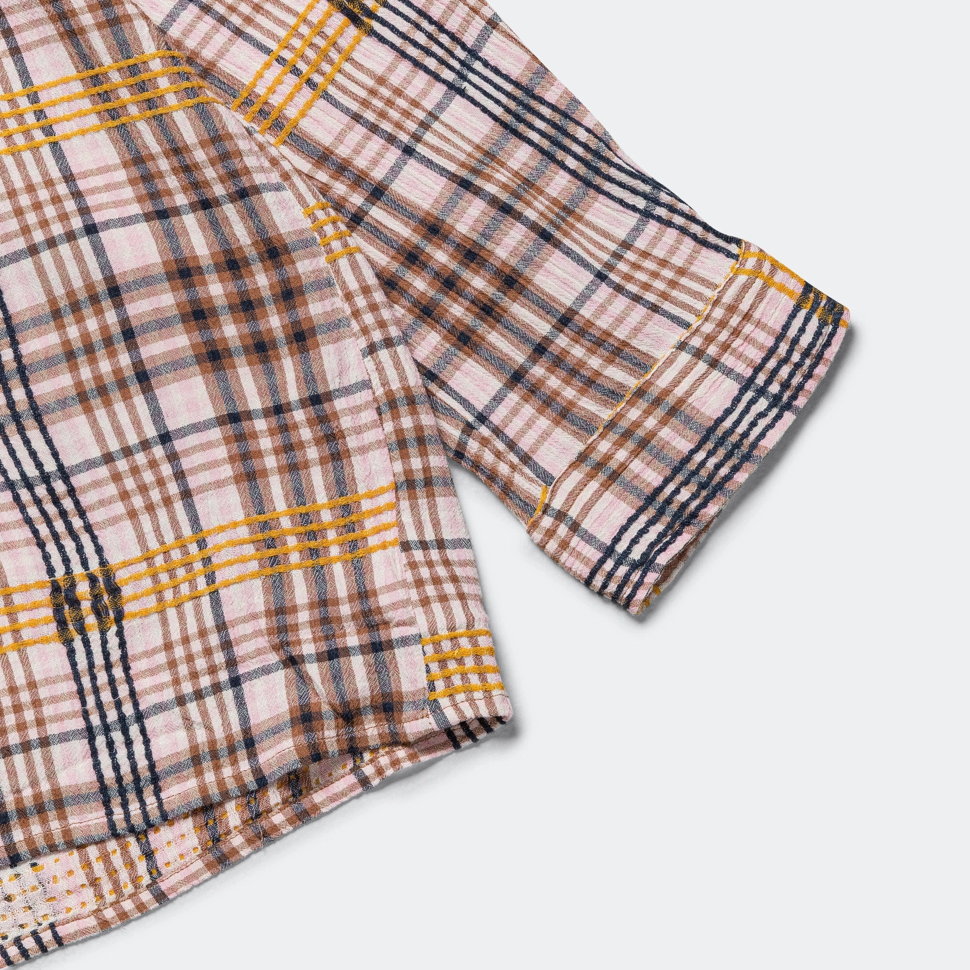 Pink Plaid Dobby L/S Button Down - Pink/Yellow Creative Professional Edgy Fashion