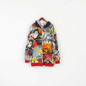 PJ Mark Men 2XL Sweatshirt Multicolour Printed Cotton Double Sided Zip Up Hoodie industry standard