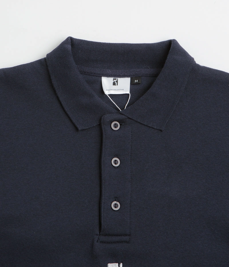 short sleeves Poetic Collective Heavy Polo Sweatshirt - Dark Navy