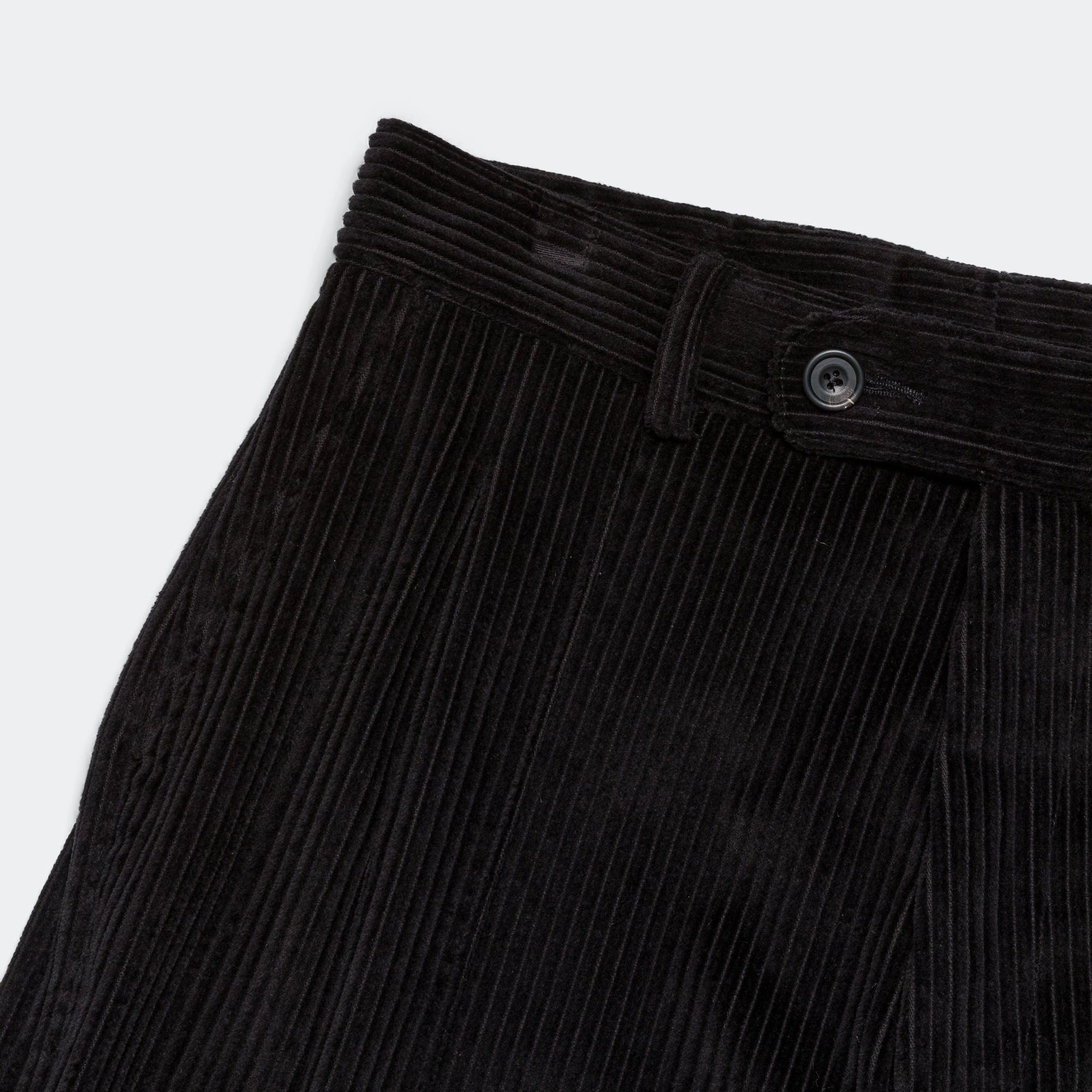 Pleated Trousers - Black Corduroy Tall Length Fashion-Forward