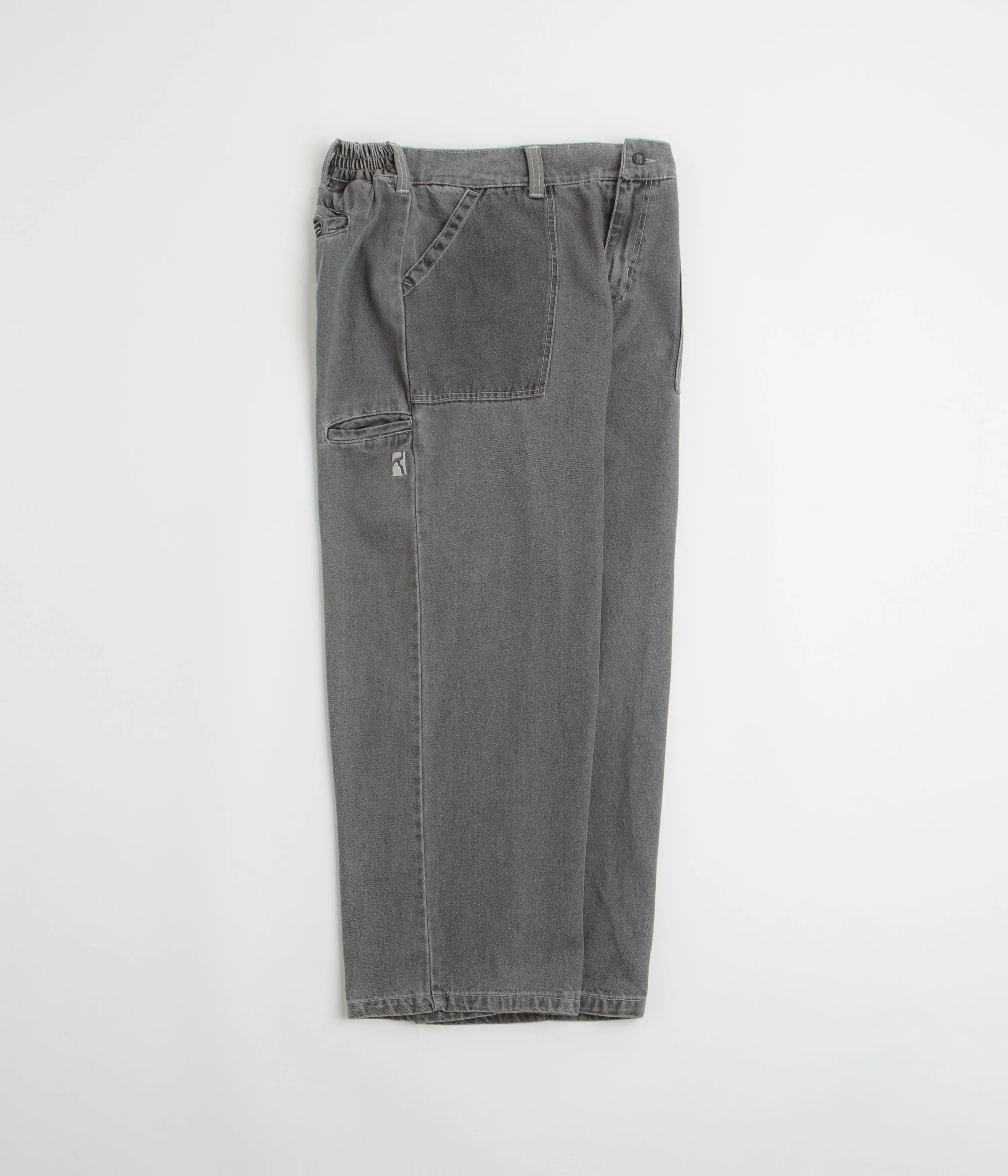 Poetic Collective Painter Pants - Grey Washed Denim Athlete Fit Holiday Vibes Sandblasted Details