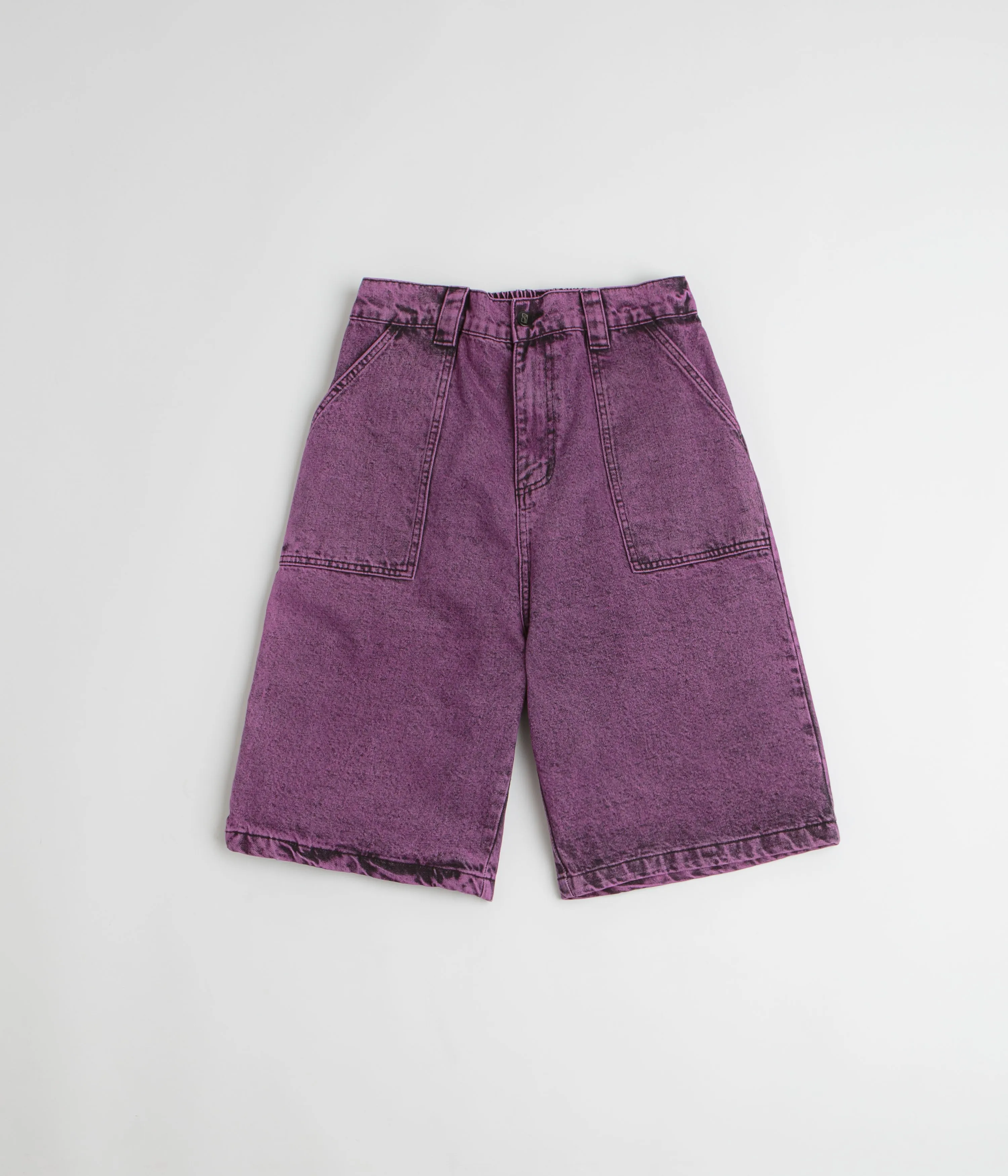 Sustainable Poetic Collective x flatspot Painter Shorts - Purple Acid Wash Denim