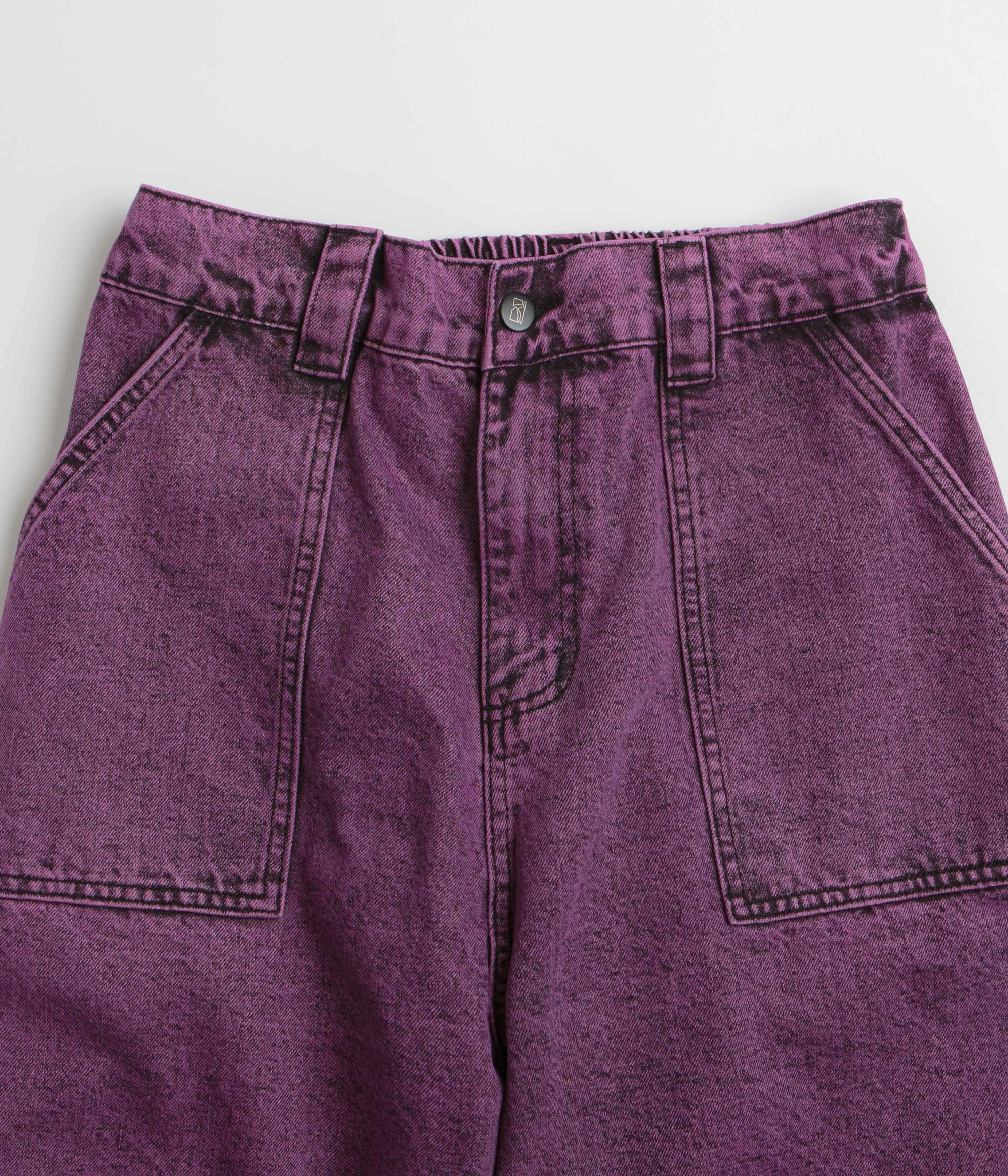 Poetic Collective x flatspot Painter Shorts - Purple Acid Wash Denim Easy Adjust Drawcord