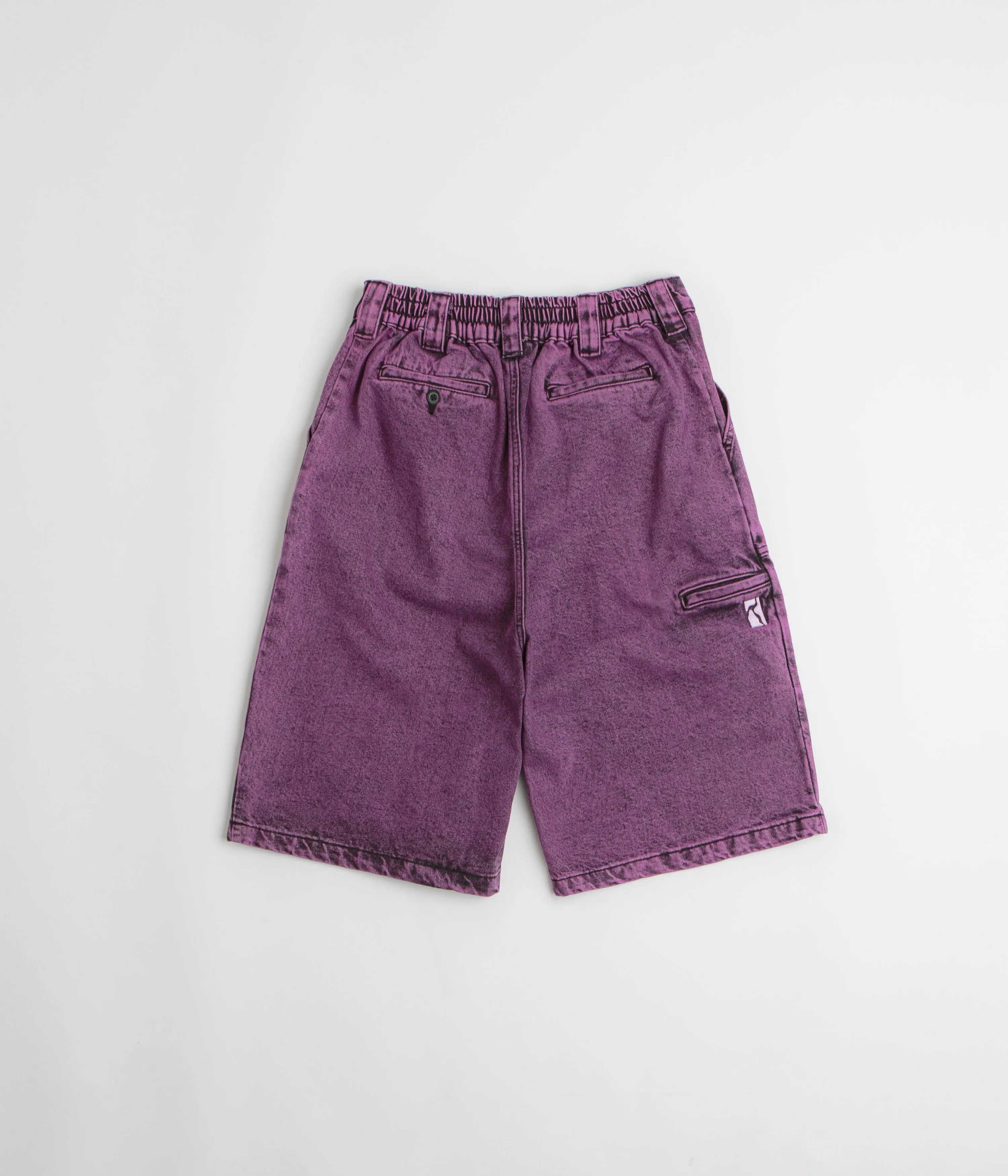All Day Comfort Fit Poetic Collective x flatspot Painter Shorts - Purple Acid Wash Denim