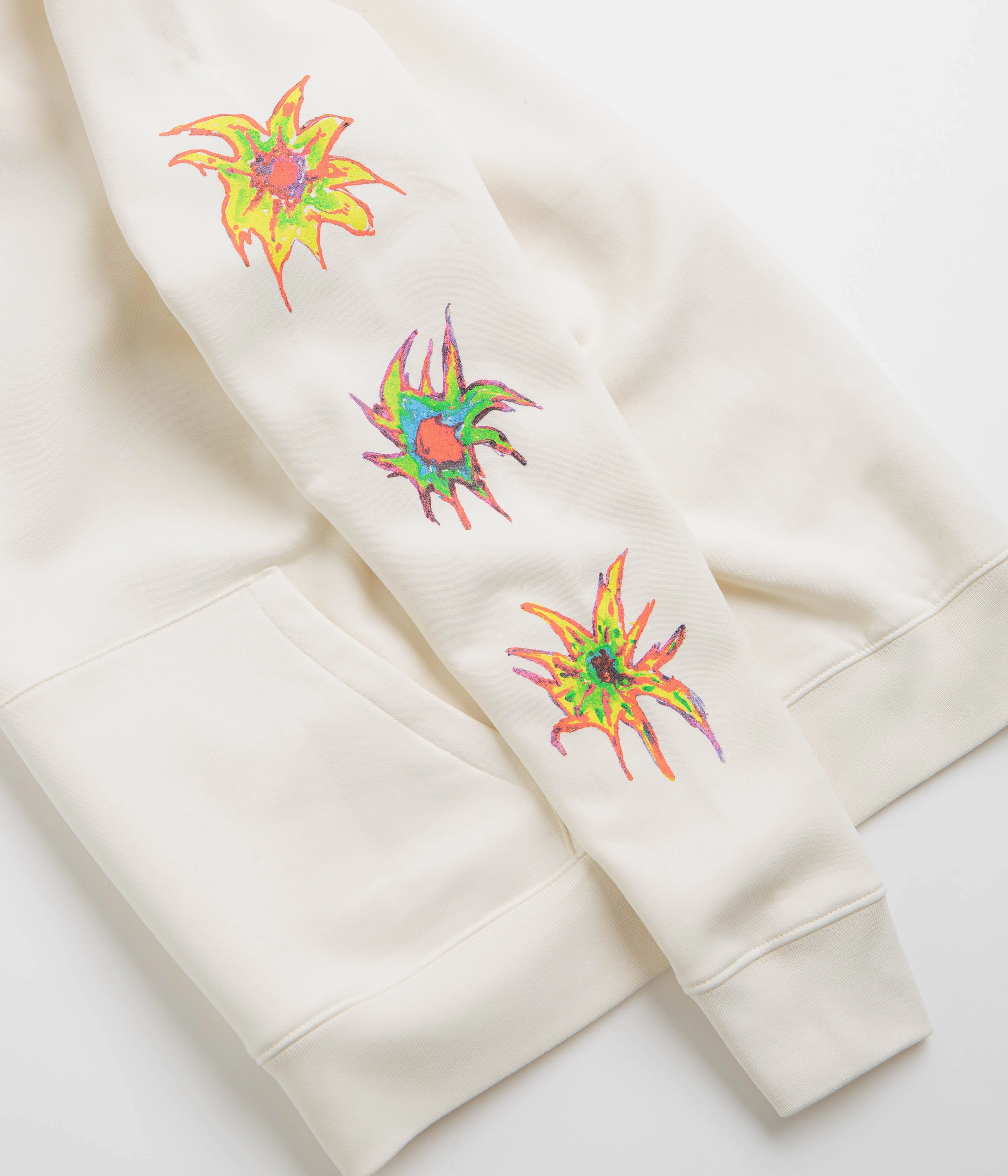 Poetic Collective Arm Tribal Hoodie - Ivory Minimalist Design