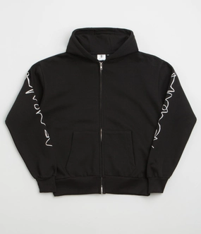 Poetic Collective Crayon Arm Zip Hoodie - Black Sport Day Compact Weave