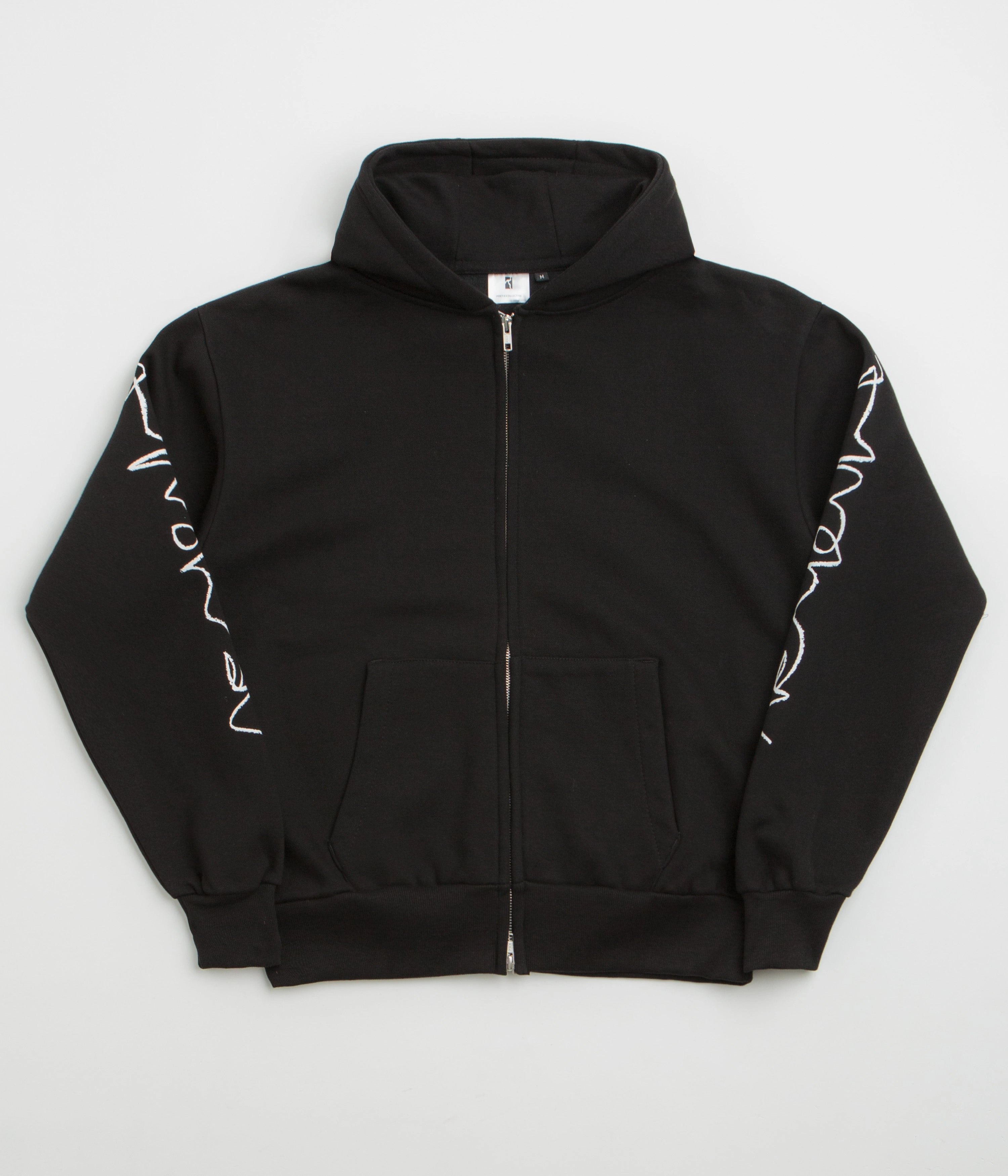 Poetic Collective Crayon Arm Zip Hoodie - Black Sport Day Compact Weave