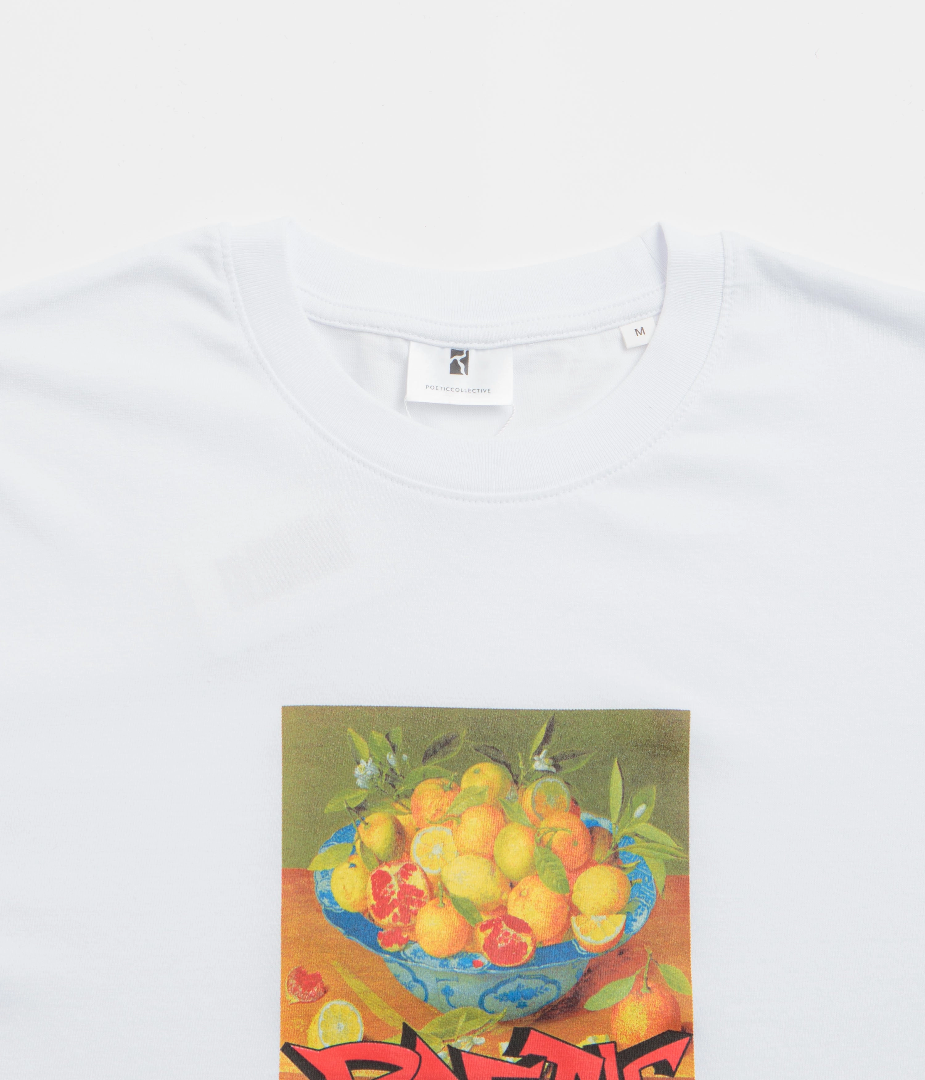 Poetic Collective Graff Fruit T-Shirt - White Easy Fit Wear Machine washable