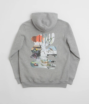 Poetic Collective Shaped Collage Hoodie - Heather Grey College Outfit