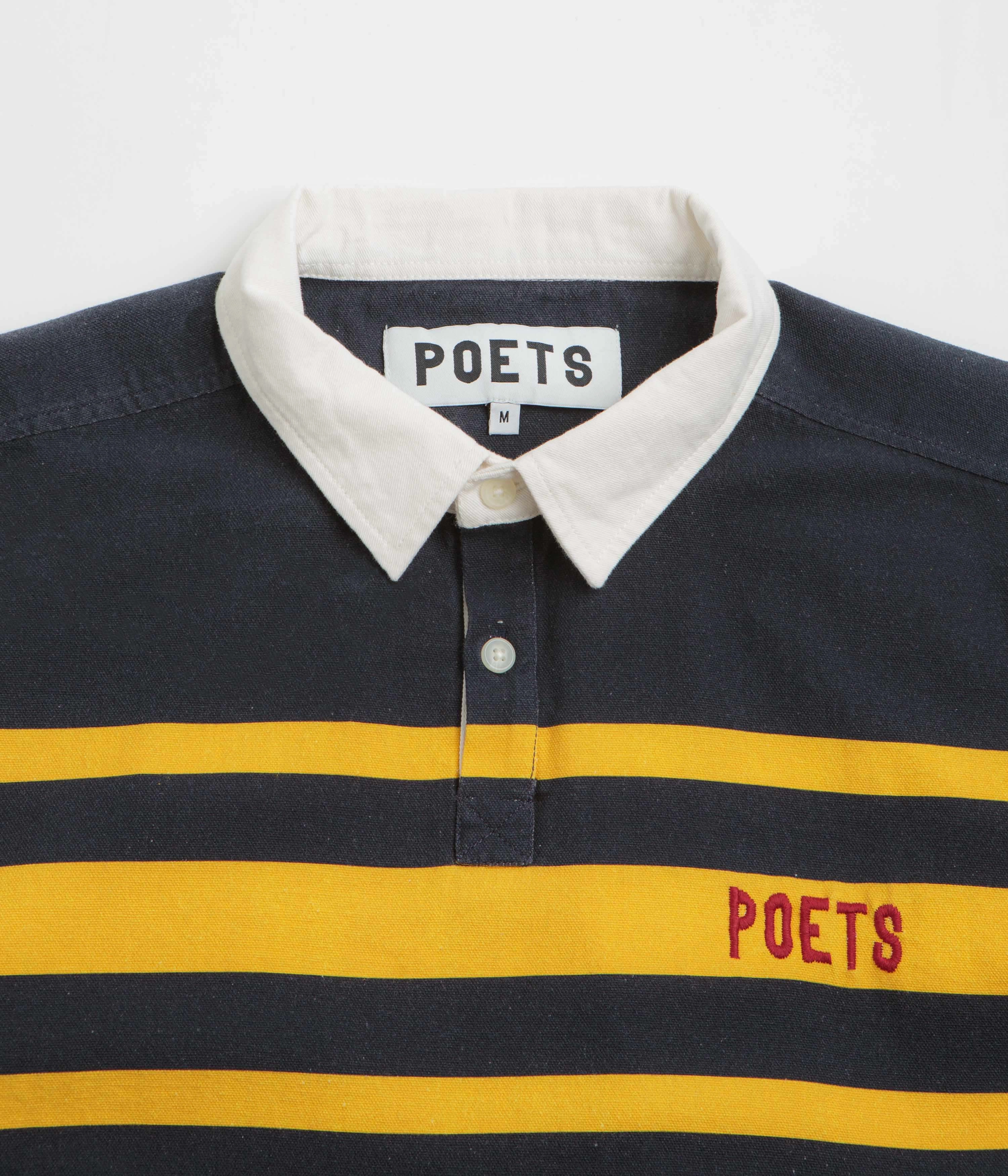 High-Quality Craftsmanship Neutral Toned Stitching Poets Poets Rugby Shirt - Navy / Yellow