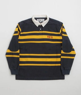 Layered Hemline Modern Look Poets Poets Rugby Shirt - Navy / Yellow