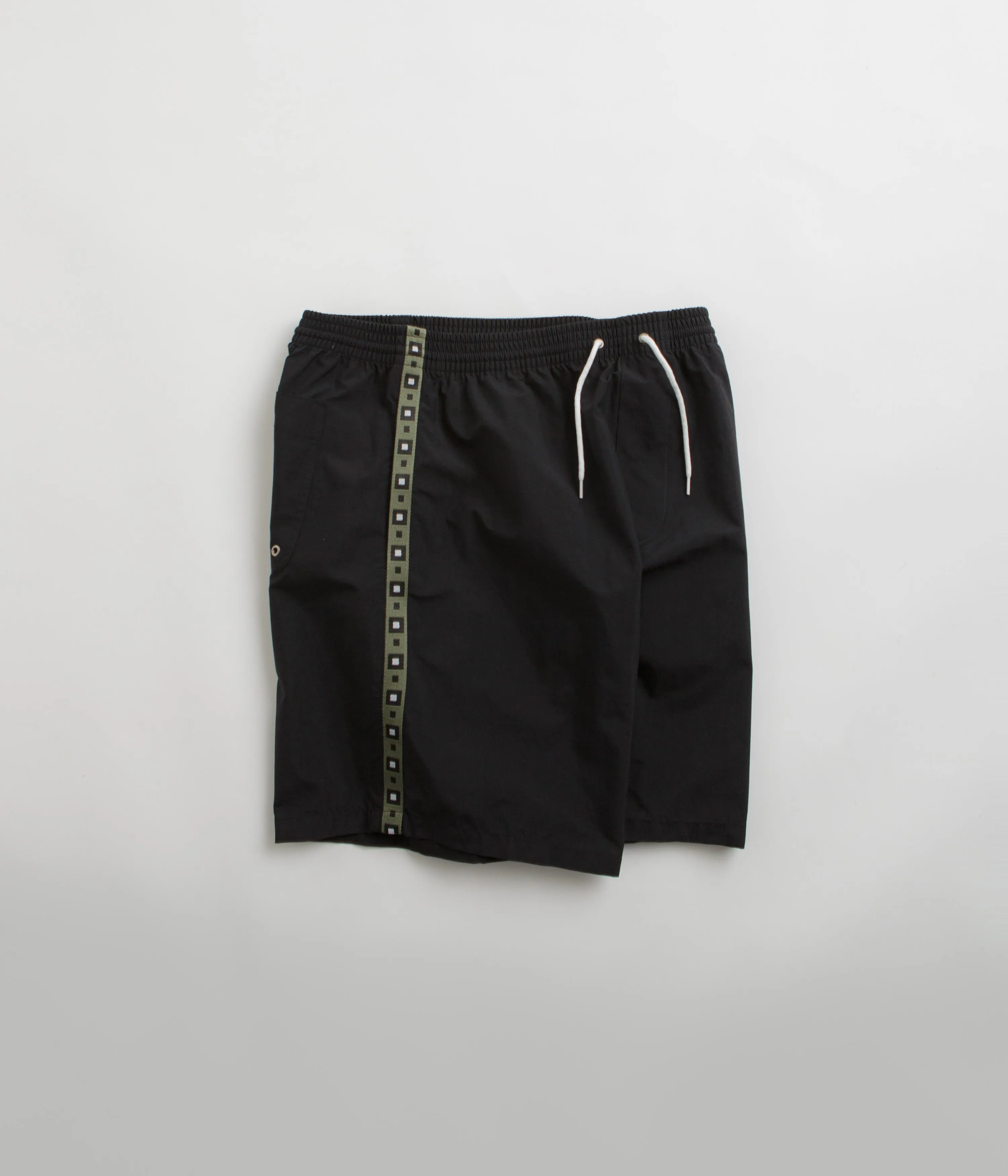 Polar Square Stripe Swim Shorts - Black / Jade Green Running Gear Casual Shorts