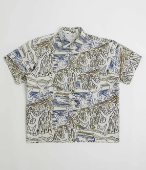 Polar Beach Day Tom Short Sleeve Shirt - Off White Abstract print Anniversary Celebration