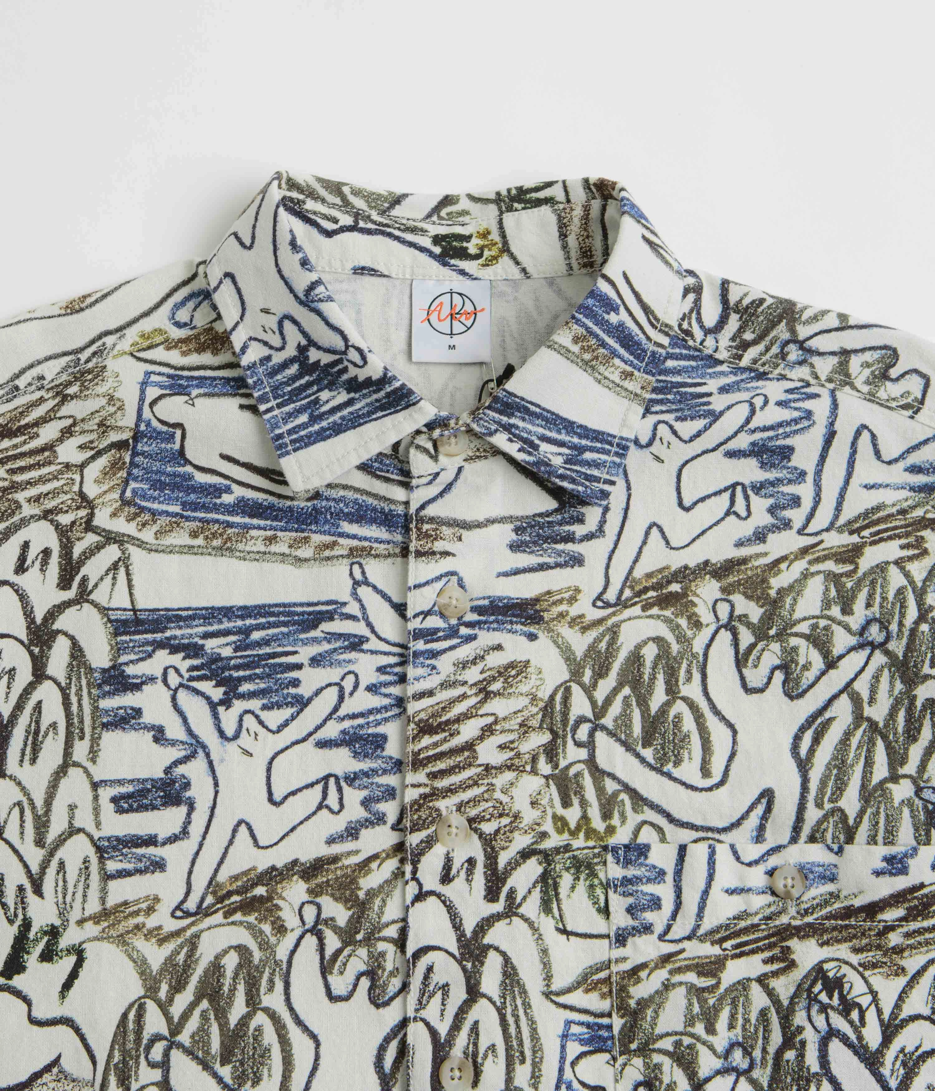 Embroidered Logo Polar Beach Day Tom Short Sleeve Shirt - Off White