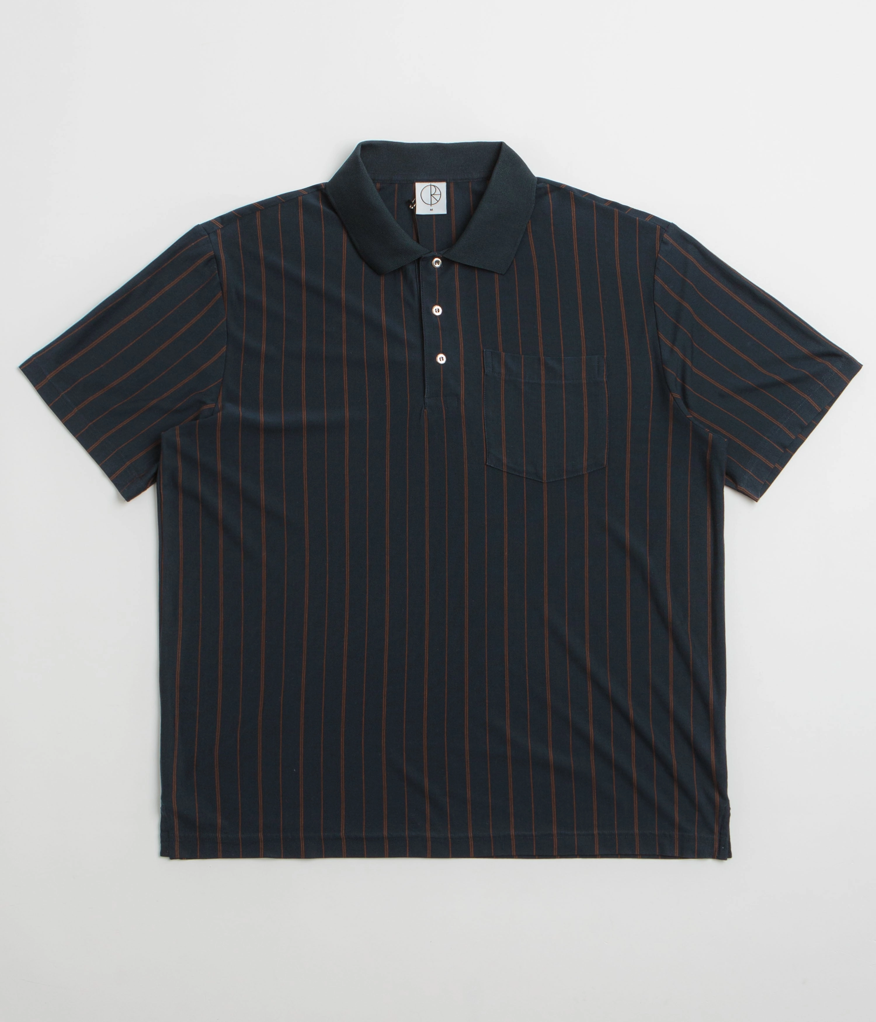 Polar Fancy Polo Shirt - Navy / Brown Waffle Weave Reinforced Side Vents