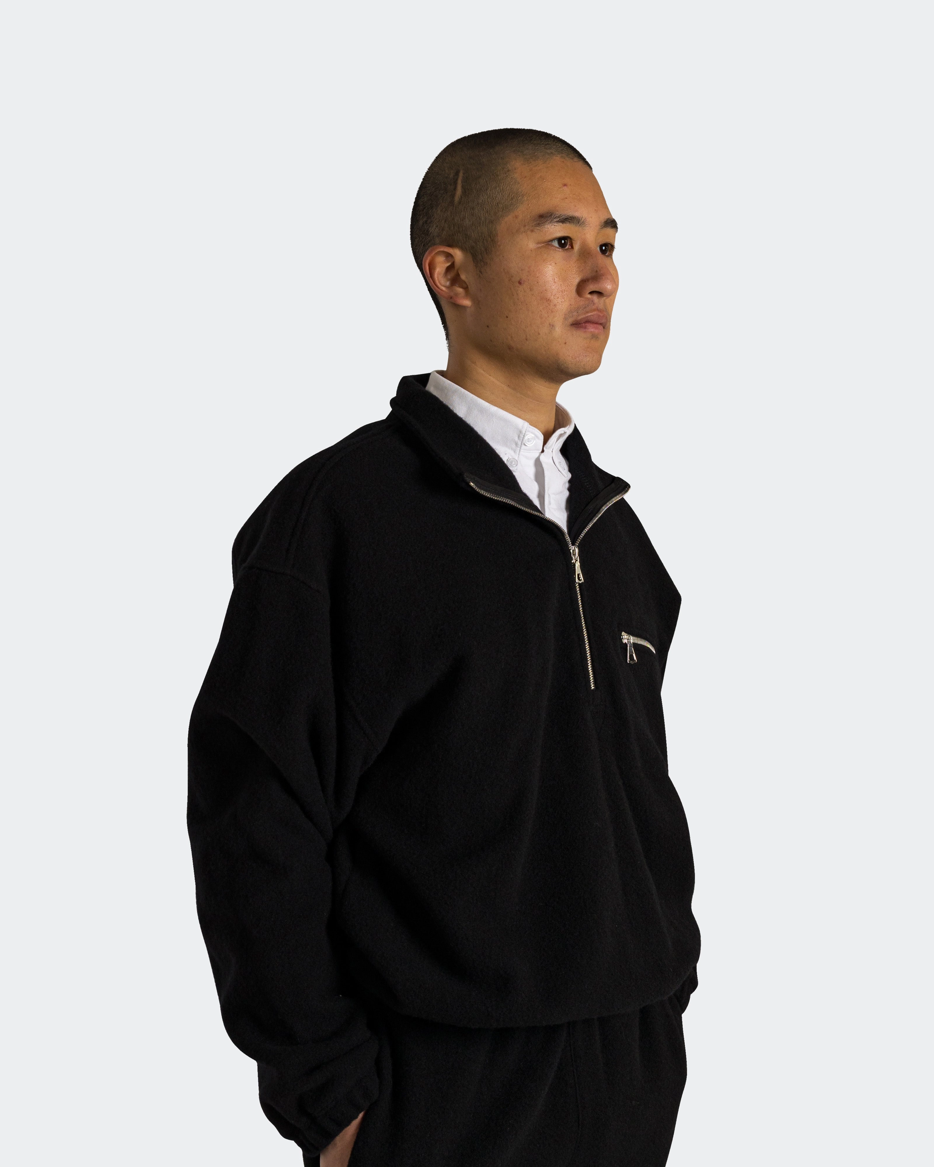 Polar Fleece Half Zip - Black Natural Fleece Performance Ready