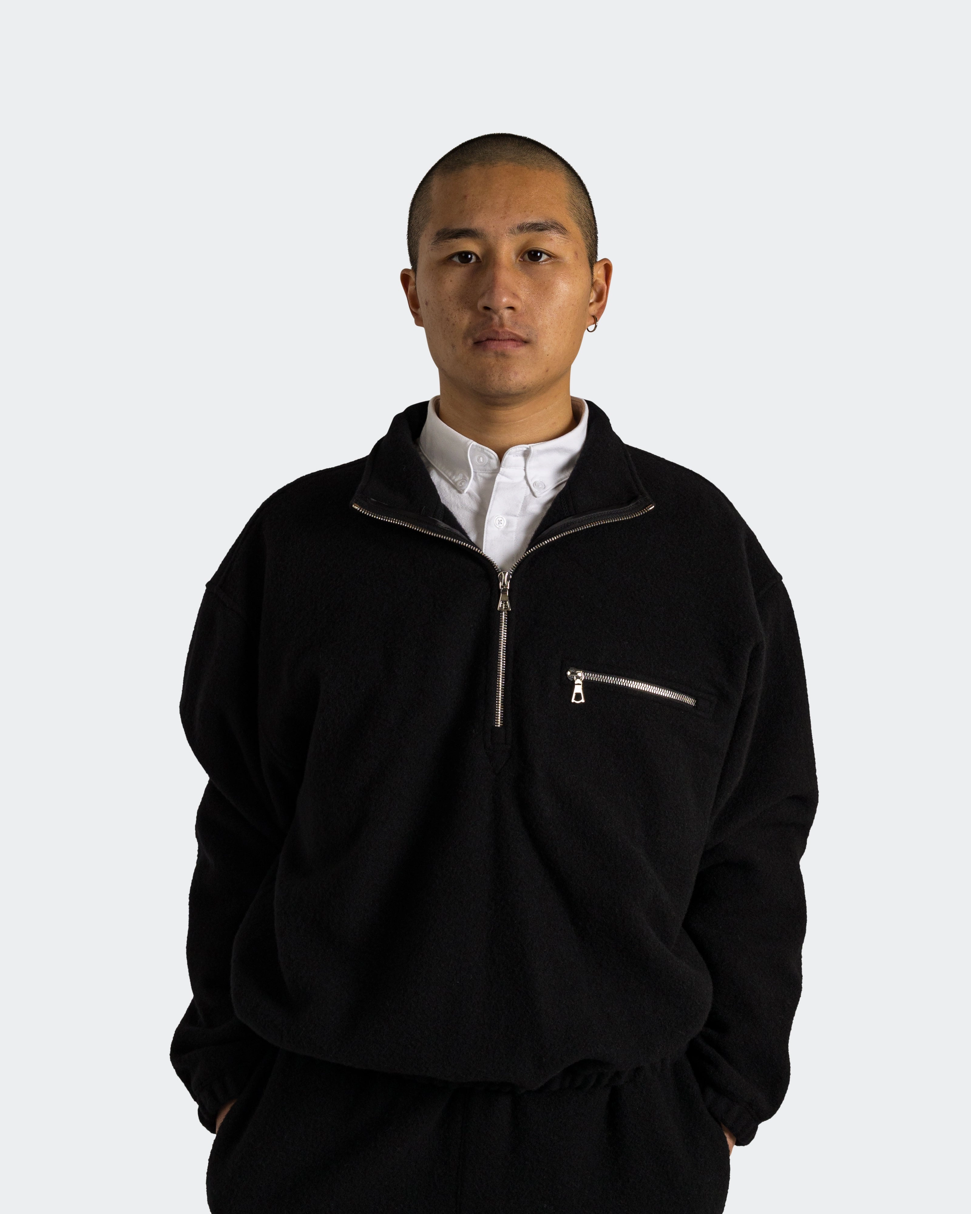 Polar Fleece Half Zip - Black Natural Fleece perfect for anniversaries