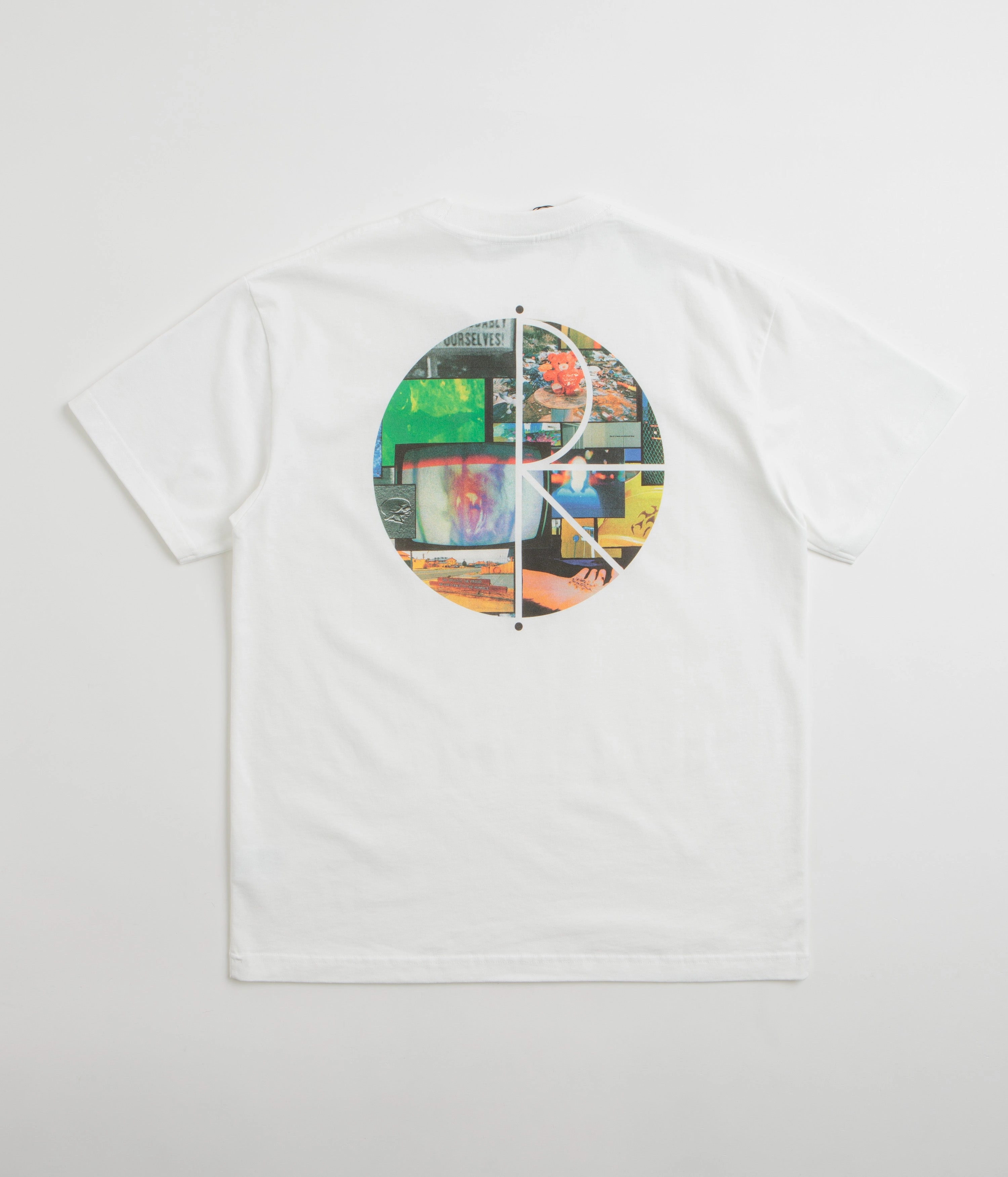 Simple Style Polar Ourselves Collage Fill Logo T-Shirt - White