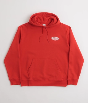 Polar Skate Club Dave Hoodie - Red Minimalist Trim Drop Shoulder Design