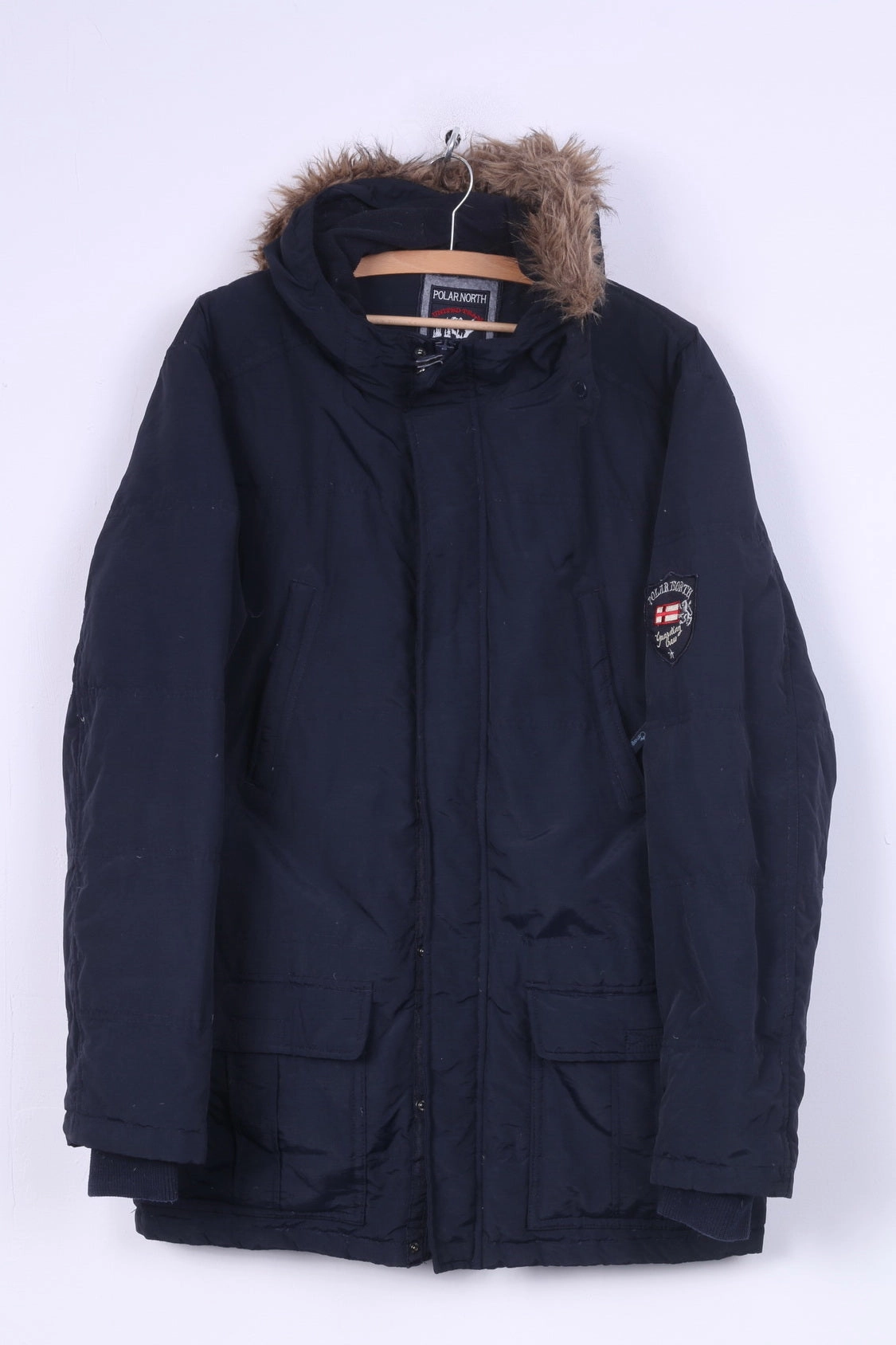 Polarnorth United Team Mens M 48/50 Jacket Parka Navy Padded Hooded Nylon Waterproof Makeup Interchangeable Liner System