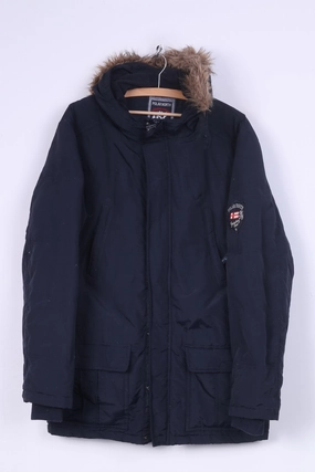Polarnorth United Team Mens M 48/50 Jacket Parka Navy Padded Hooded Nylon Waterproof Makeup Interchangeable Liner System