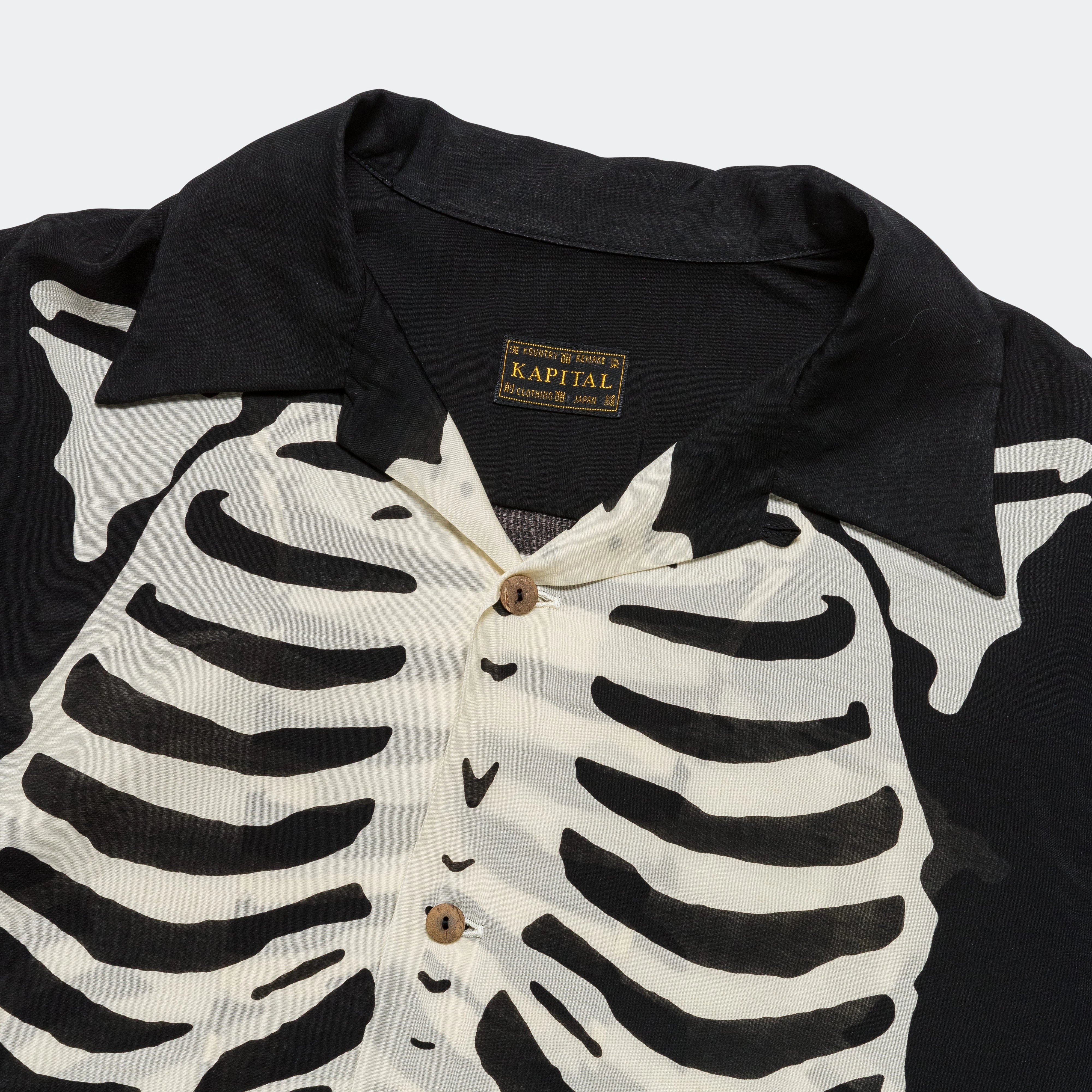 Silk Rayon BONE Aloha Shirt - Black Wardrobe Must-Have