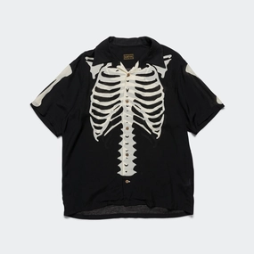 Odor Control Technology Morning Comfort Silk Rayon BONE Aloha Shirt - Black