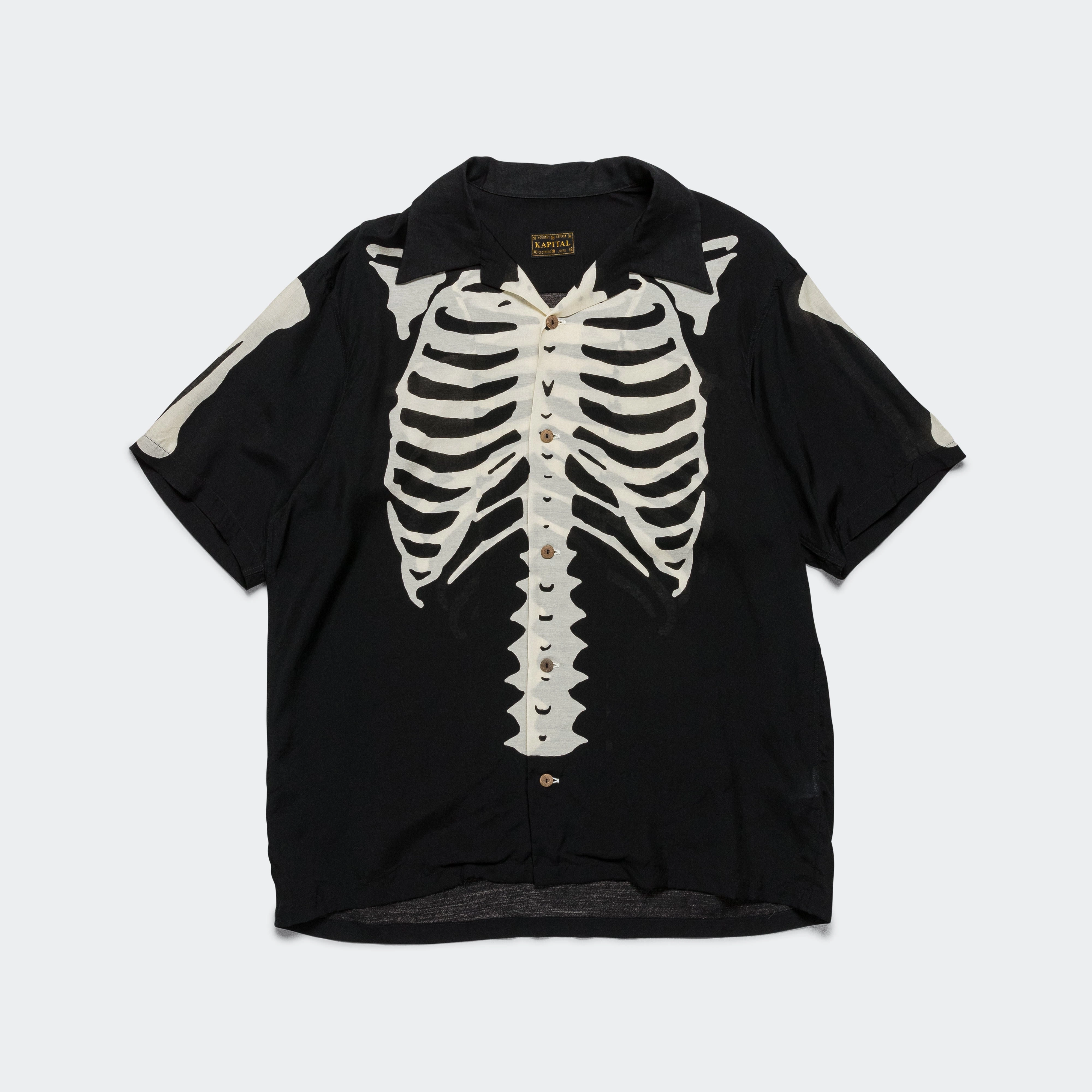 Odor Control Technology Morning Comfort Silk Rayon BONE Aloha Shirt - Black