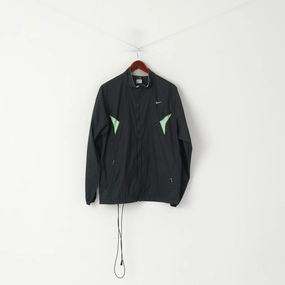 Nike Men L Jacket Black Run Training Sport Lightweight Full Zipper Slim Fit Reflective Track Top Chic HiddenStorage