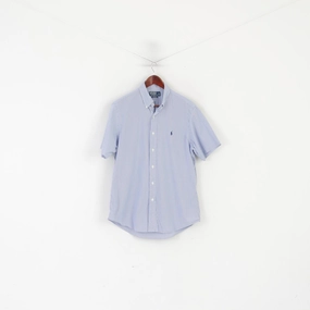 Summer Outfit Polo By Ralph Lauren Men 16 40/41 L Casual Shirt Blue Striped Cotton Custom Fit Top