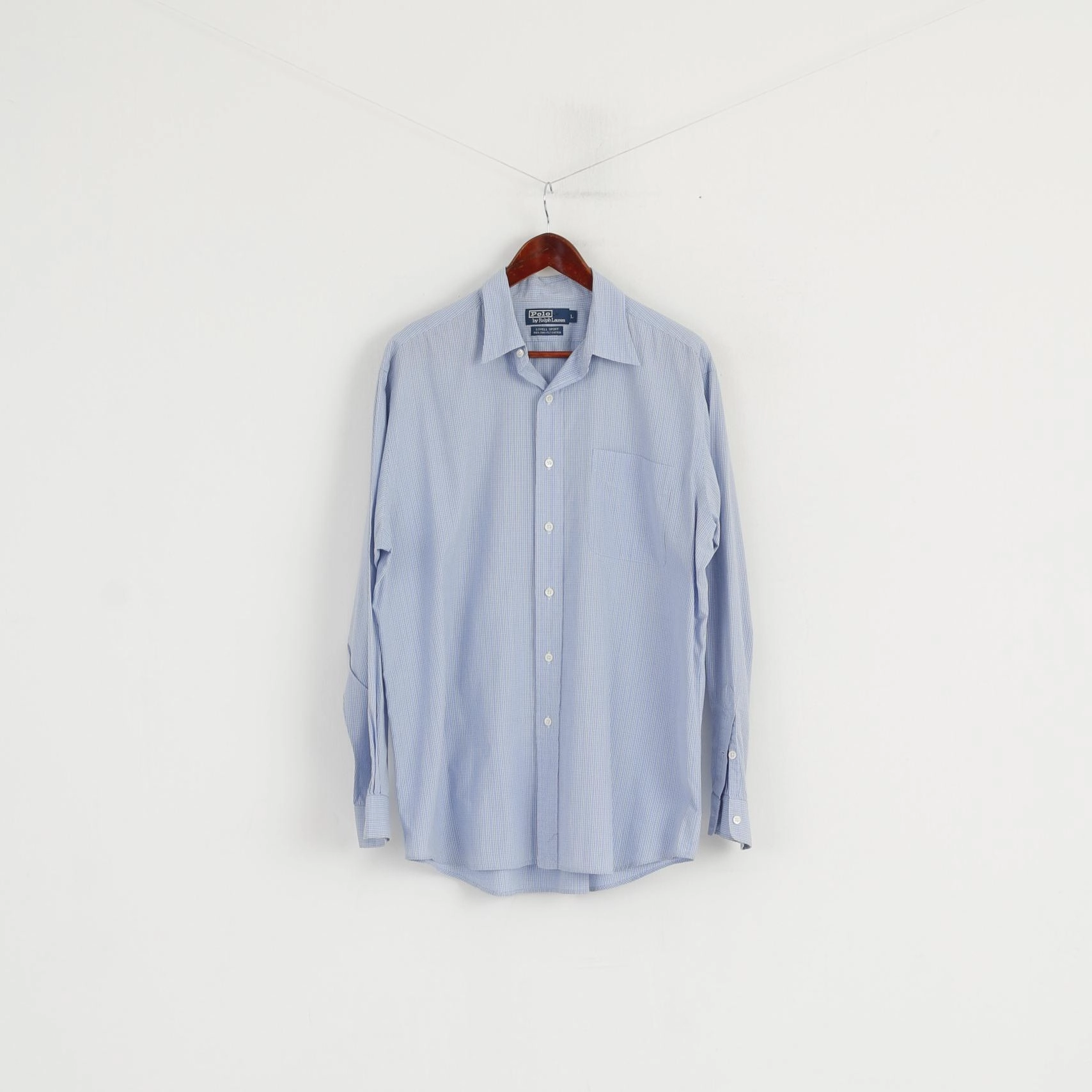 Minimalist fashion Polo by Ralph Lauren Men L Casual Shirt Blue Check Lowell Sport Two-Ply Cotton Top