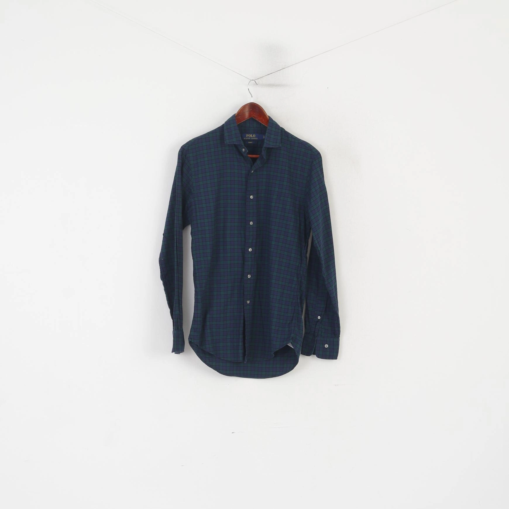 Polo Ralph Lauren Men S Casual Shirt Navy Cotton Check Slim Fit Long Sleeve Top Patterned Texture