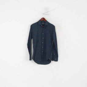 Polo Ralph Lauren Men S Casual Shirt Navy Cotton Check Slim Fit Long Sleeve Top Patterned Texture