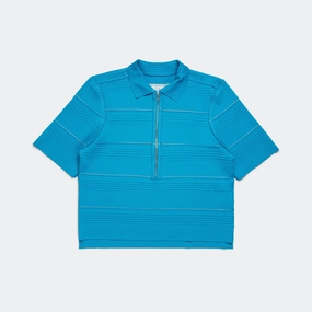 Metallic Finish Polo Shirt - Viscose Blue