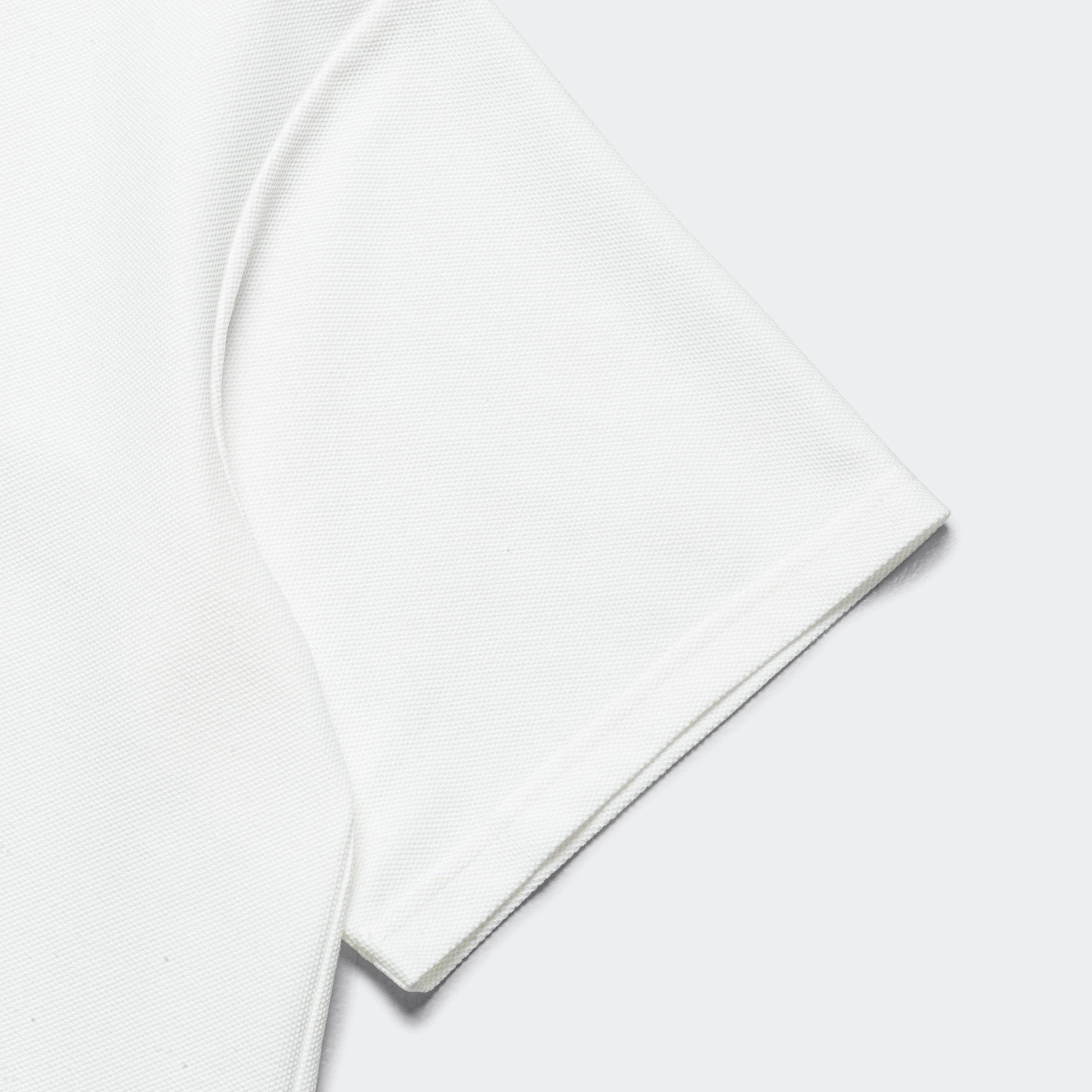 Multi Layer Stitching Standalone Option Polo SS Shirt - White Cotton Pique