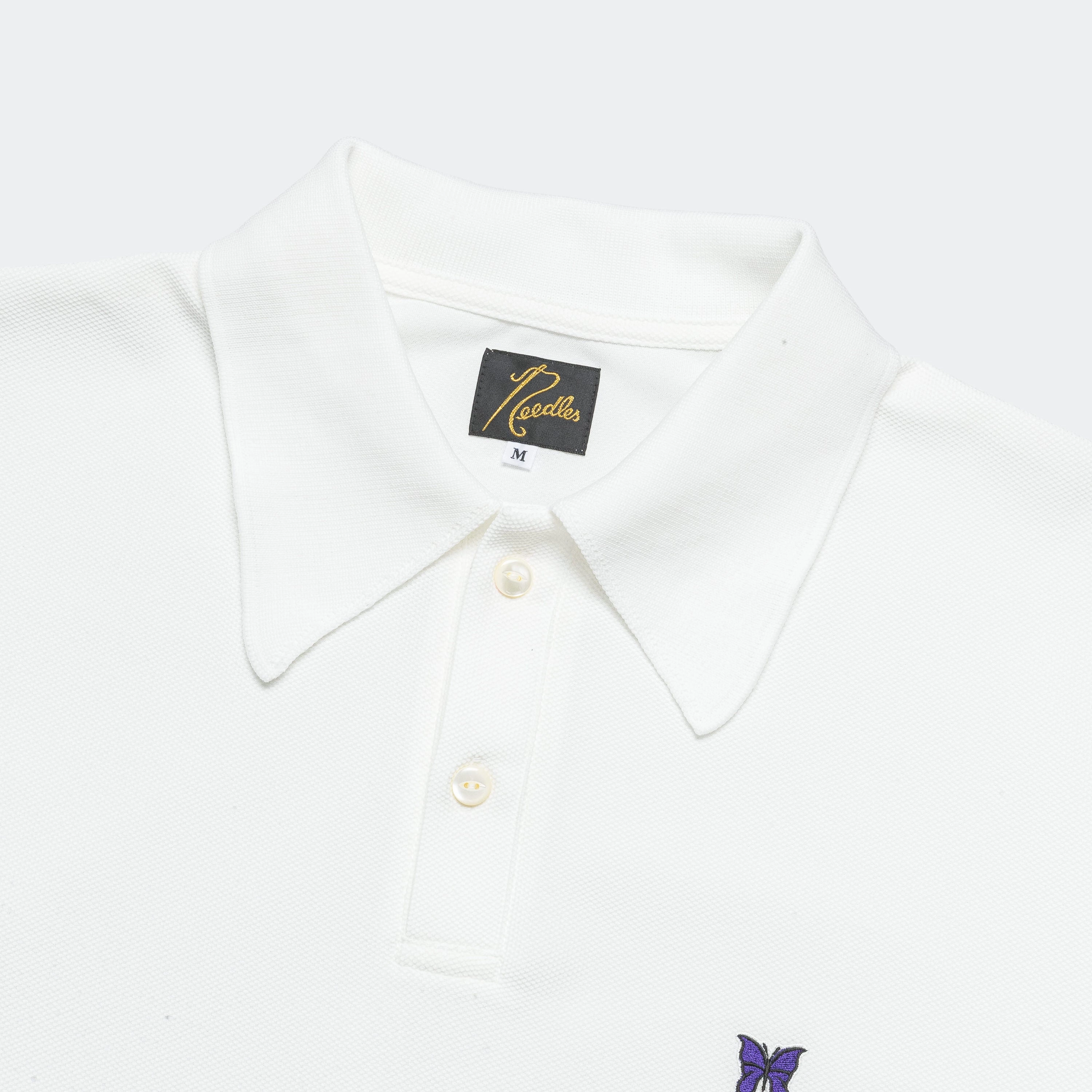 Polo SS Shirt - White Cotton Pique Coffee Run Summer Vibes