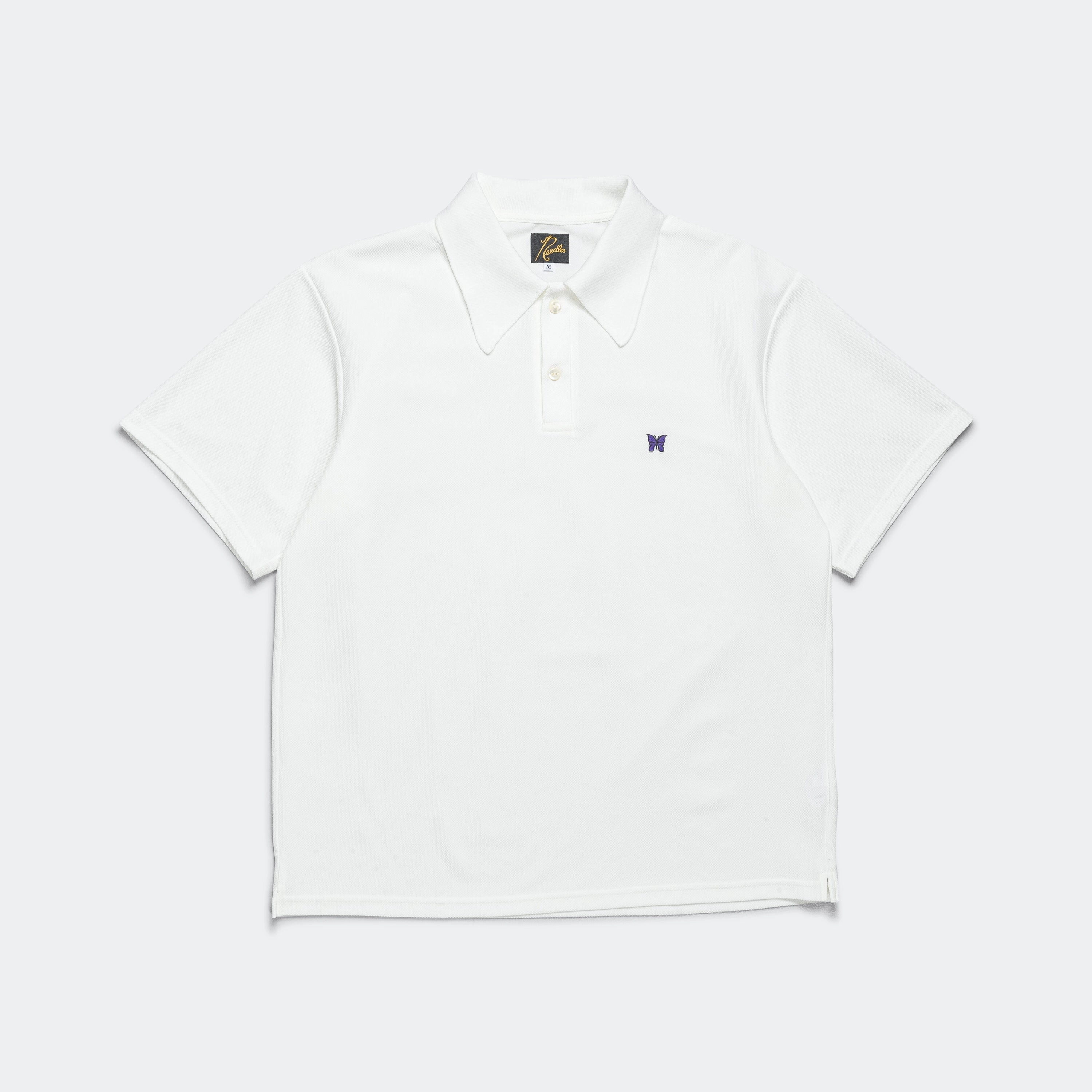 Polo SS Shirt - White Cotton Pique Professional Look