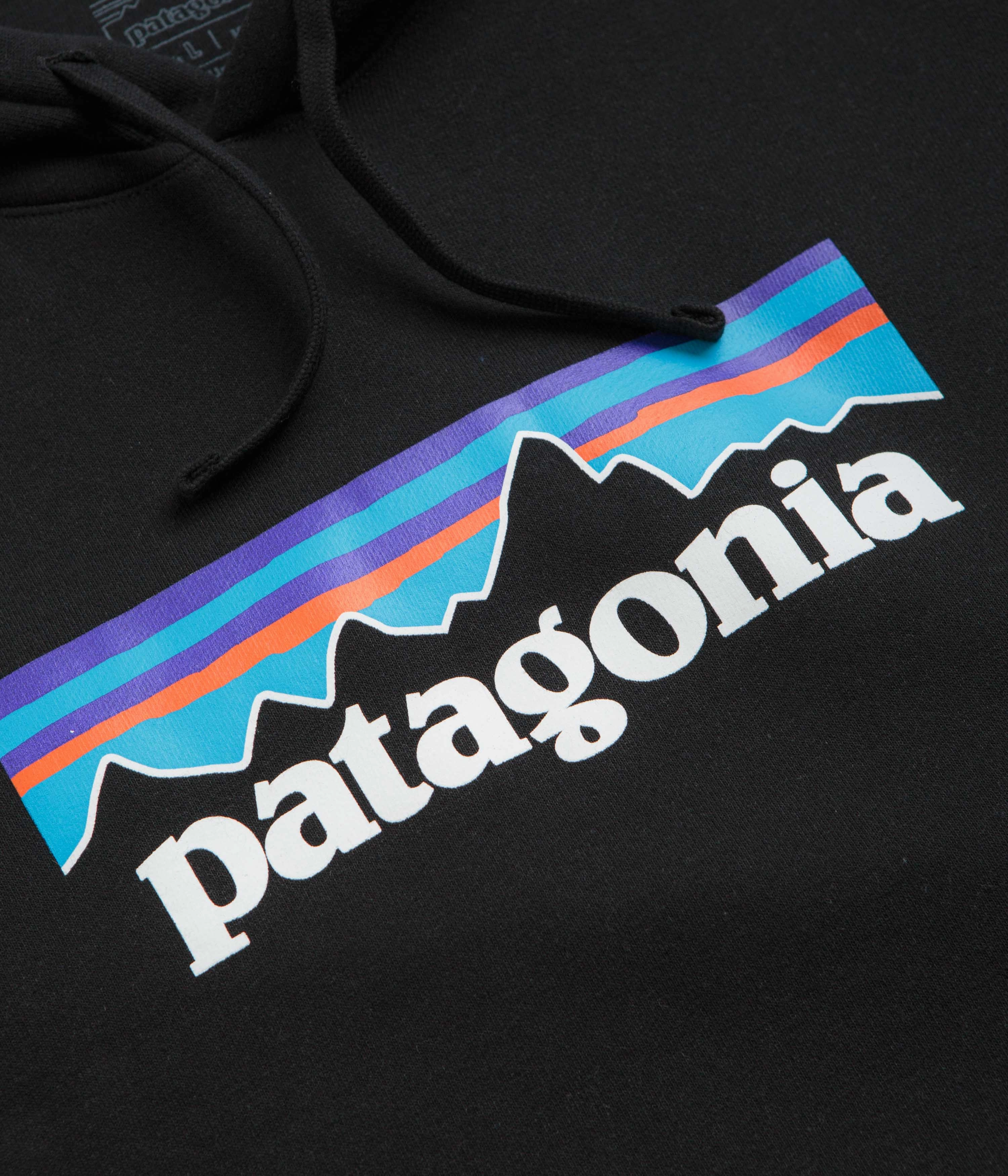 Multi Panel Construction Branded Look Patagonia P-6 Logo Uprisal Hoodie - Black