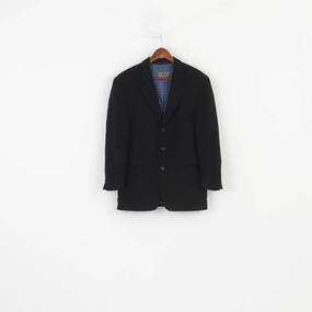 GloveFriendly Cuff Design Hugo Boss Men 46 Blazer Black Guattro Cashmere Wool London Vintage Jacket