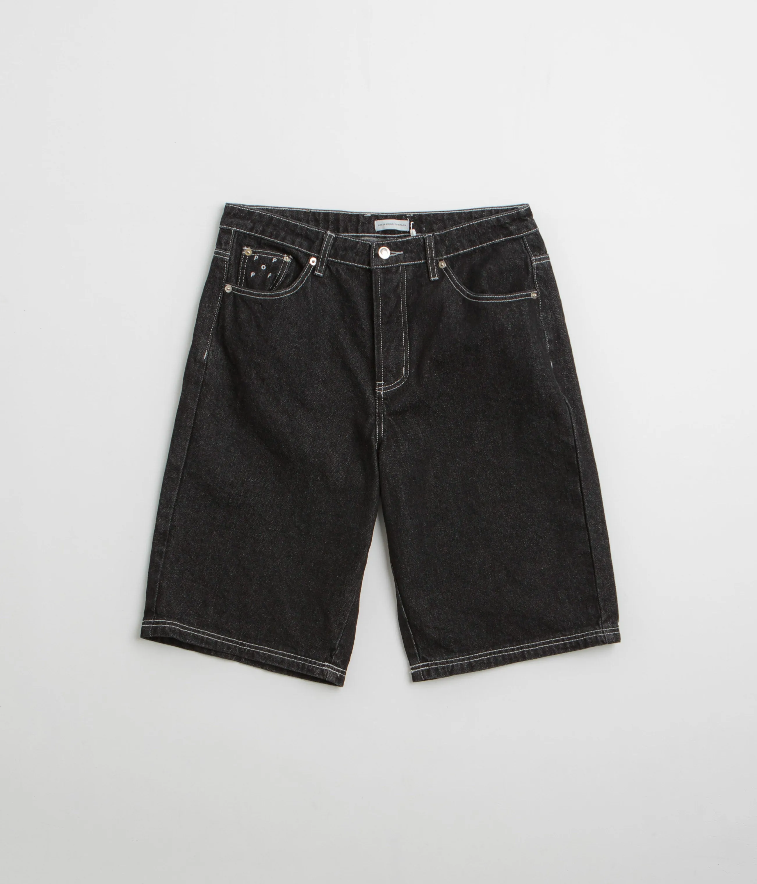Pop Trading Company Longer DRS Shorts - Black Denim Party outfit
