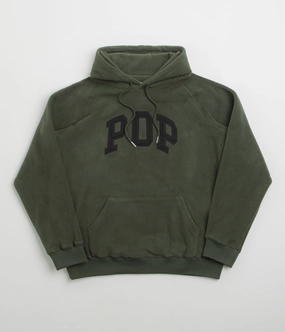Pop Trading Company Arch Hoodie - Duffel Green Odor Resistant Technology