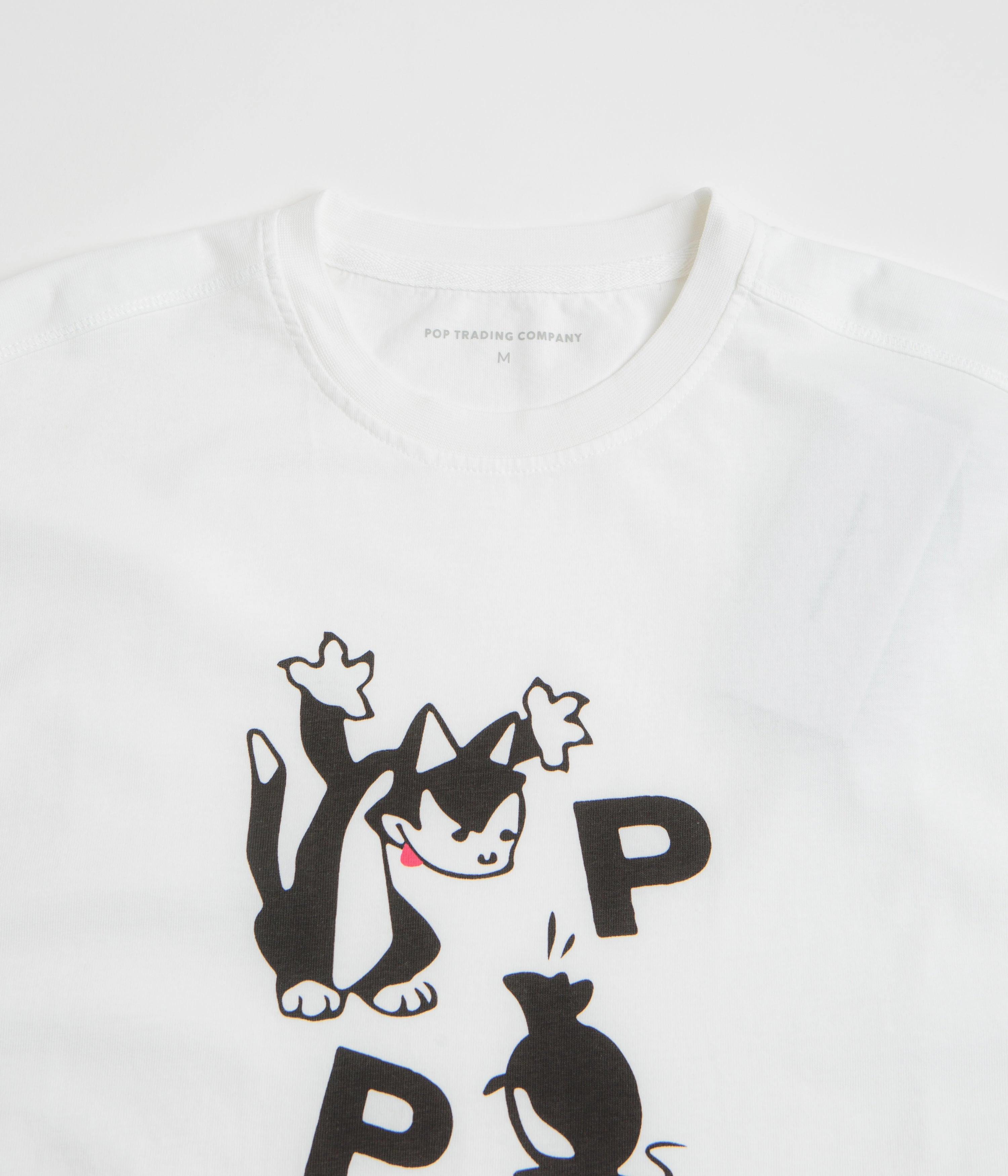 Pop Trading Company Catch T-Shirt - White / Black Soft Touch Fabric