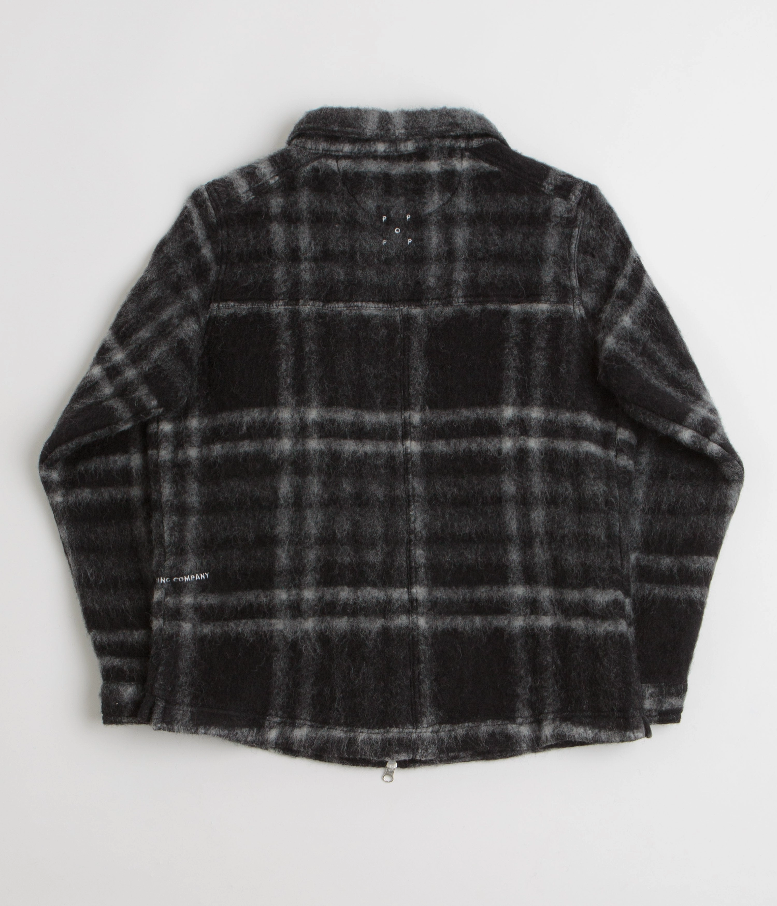 Pop Trading Company Checked Wool Shirt Jacket - Black / Charcoal Thermal Jacket