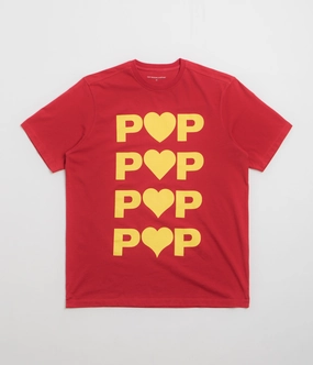 Pop Trading Company Hearts T-Shirt - Haute Red Casual Must-Have