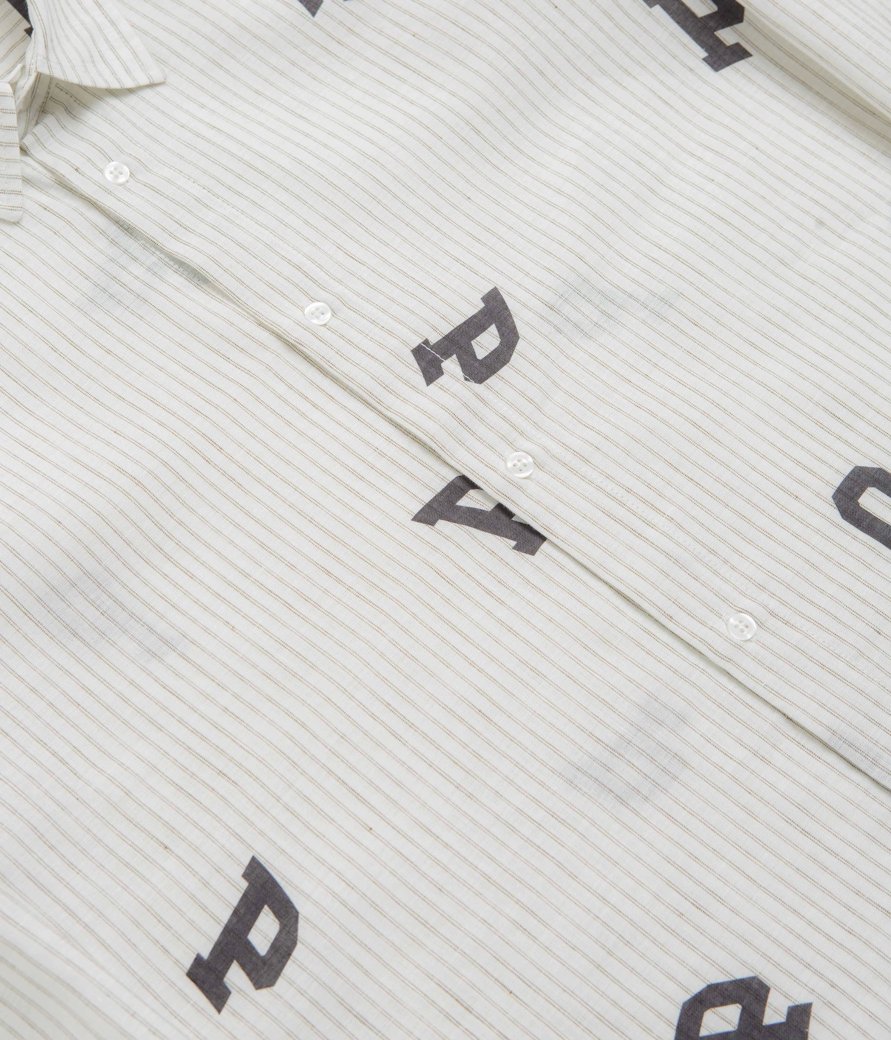 Polished Finish Year-Round Wear Pop Trading Company Letters Striped Pop Shirt - White Linen