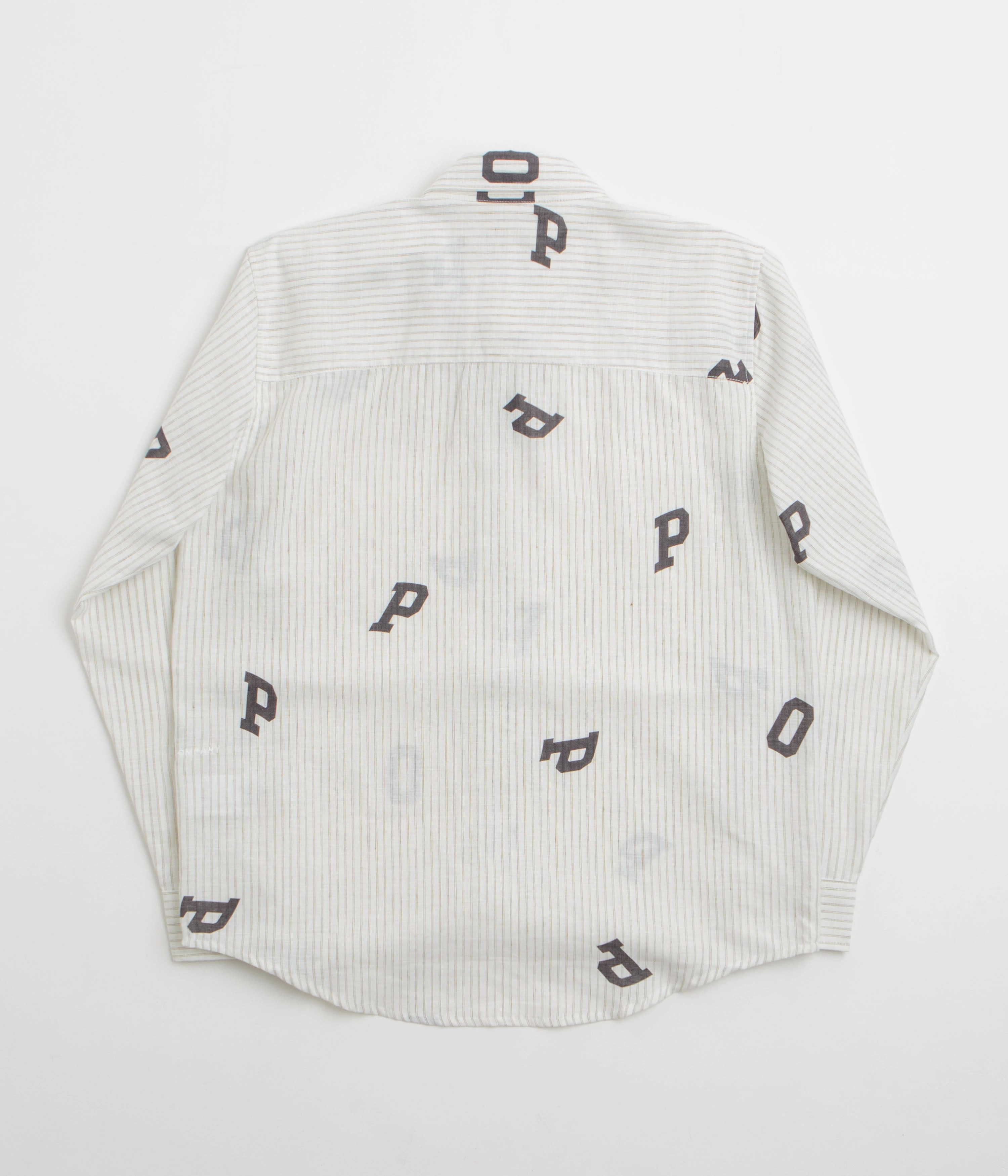 Pop Trading Company Letters Striped Pop Shirt - White Linen elegant design