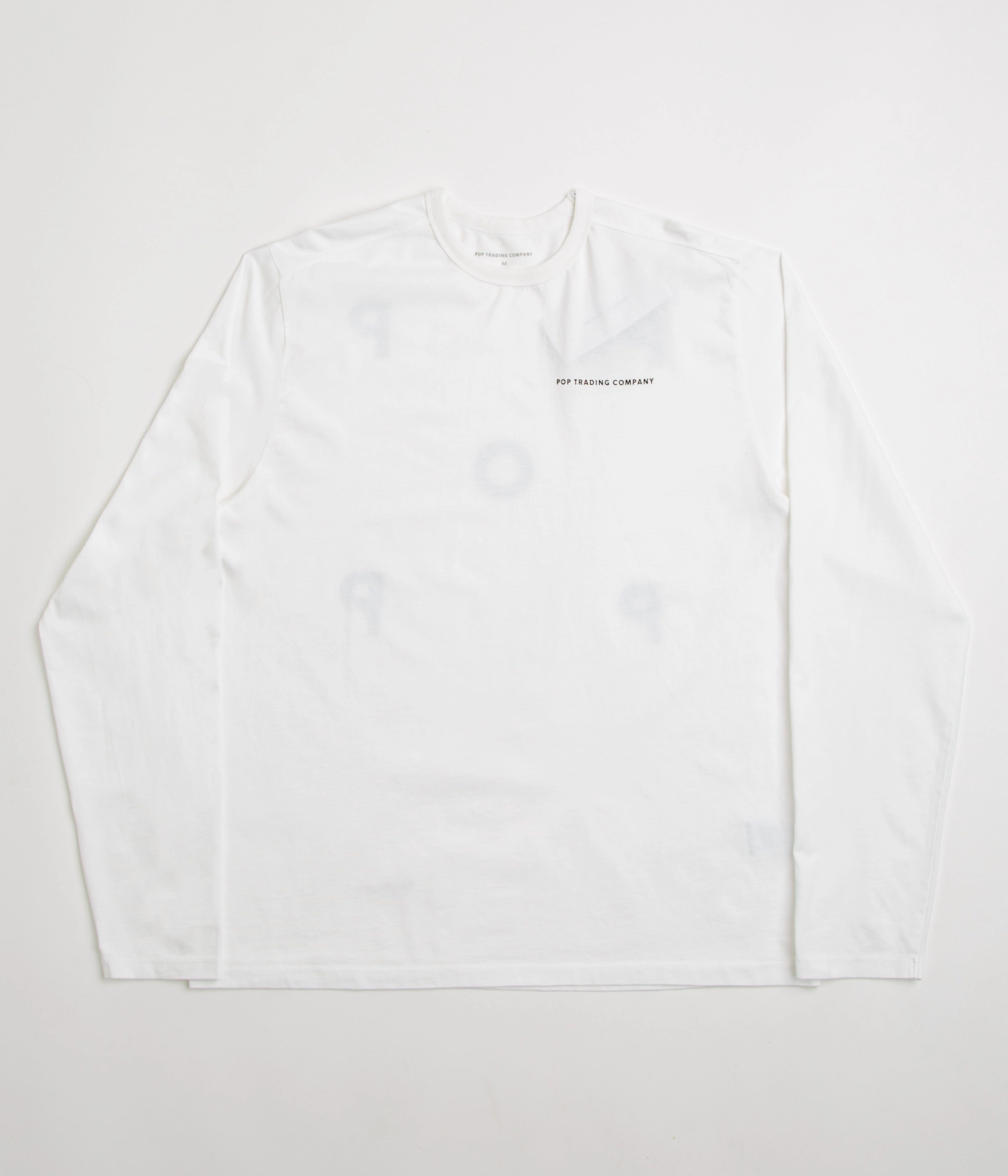 Urban Fashion Look Pop Trading Company Logo Long Sleeve T-Shirt - White / Black