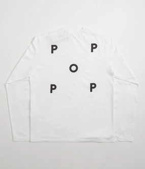 Pop Trading Company Logo Long Sleeve T-Shirt - White / Black Perfect for Workouts Holiday Outfit Style