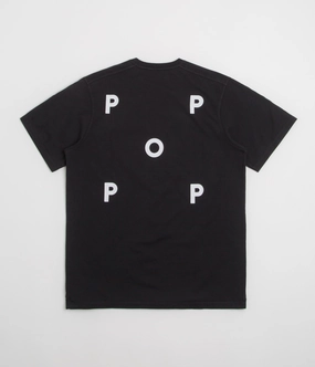 Pop Trading Company Logo T-Shirt - Black / White Anti Pilling Surface Easy-Going Style