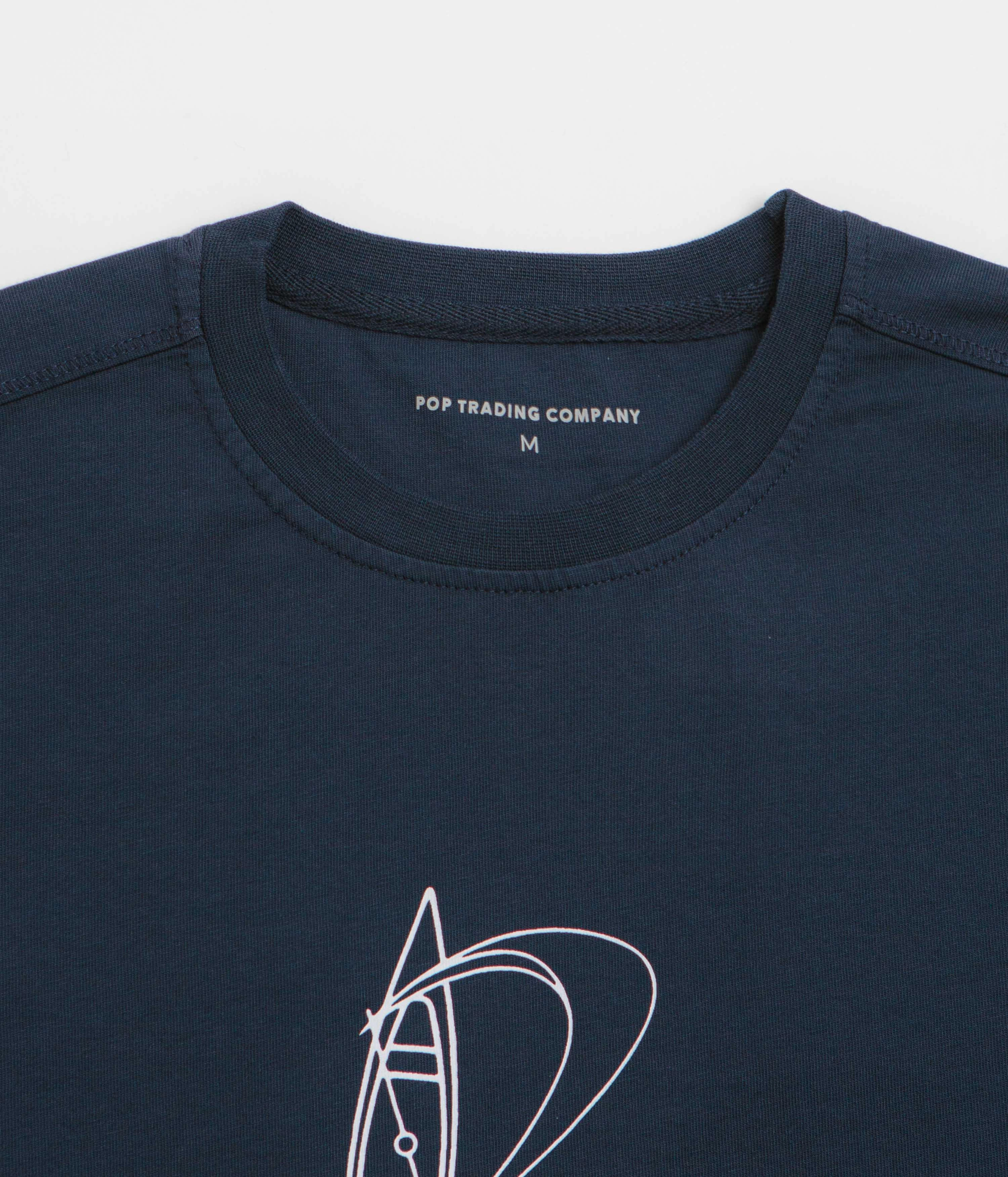 Matte Look Minimalist Design Pop Trading Company Nautical T-Shirt - Navy